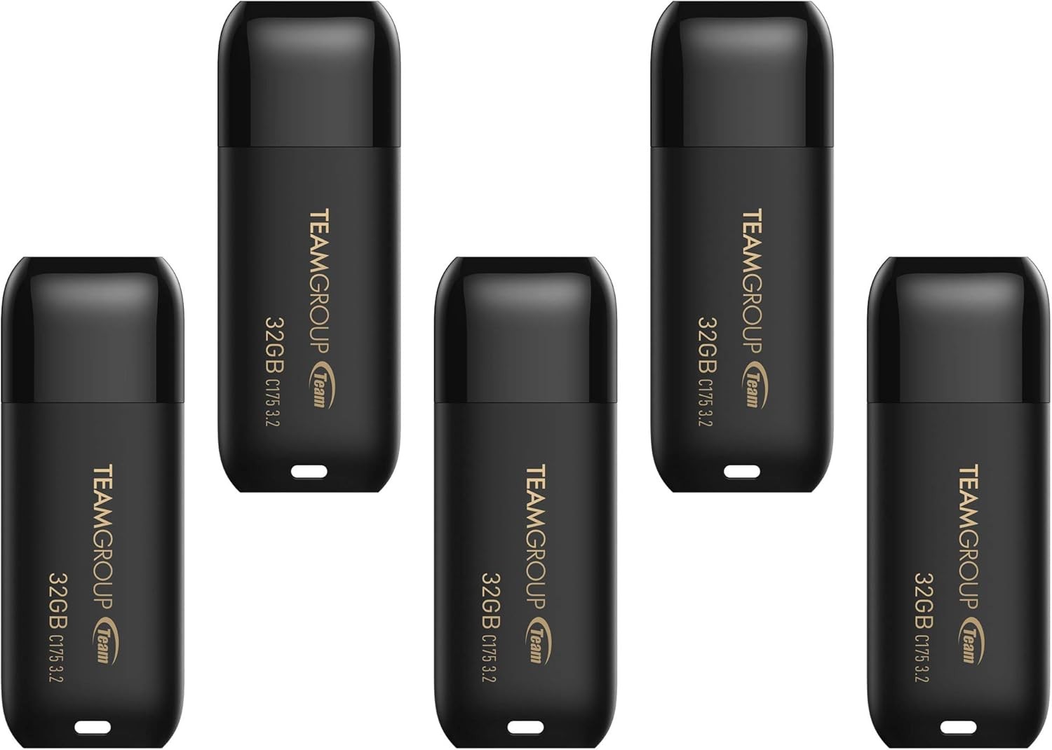 TEAMGROUP C175 32GB 5 Pack USB 3.2 Gen 1 (USB 3.1/3.0) (5-Pack), Black 