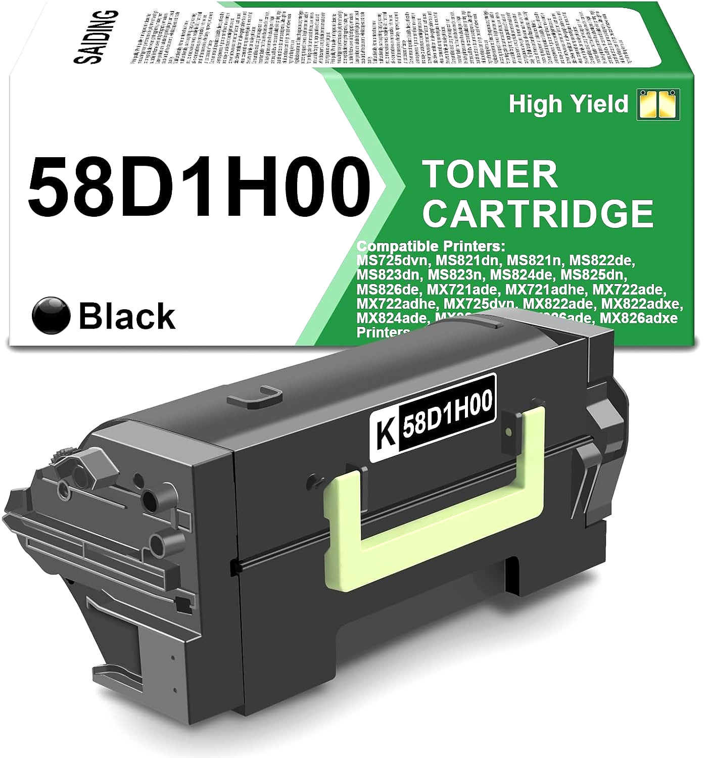 58D1H00 High-Yield Black Toner Cartridge for Lexmark MS & MX Series 15,000 Pages