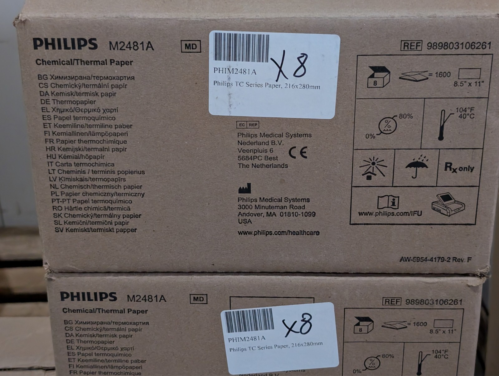 Case of Philips M2481A TC Series Chemical/Thermal Paper 8.5x11 in, 1600 sheets