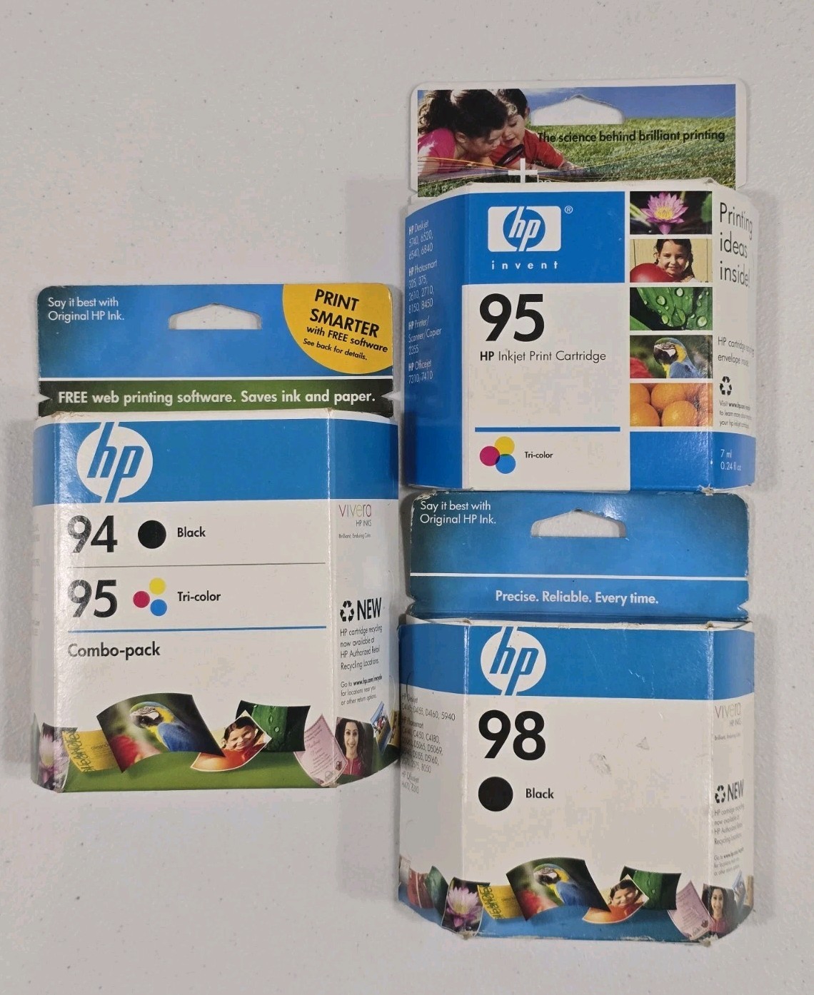 Oem HP 94 & 95 & 98 black & Color Ink Cartridges New Combo Pack Lot Of 3 Expired