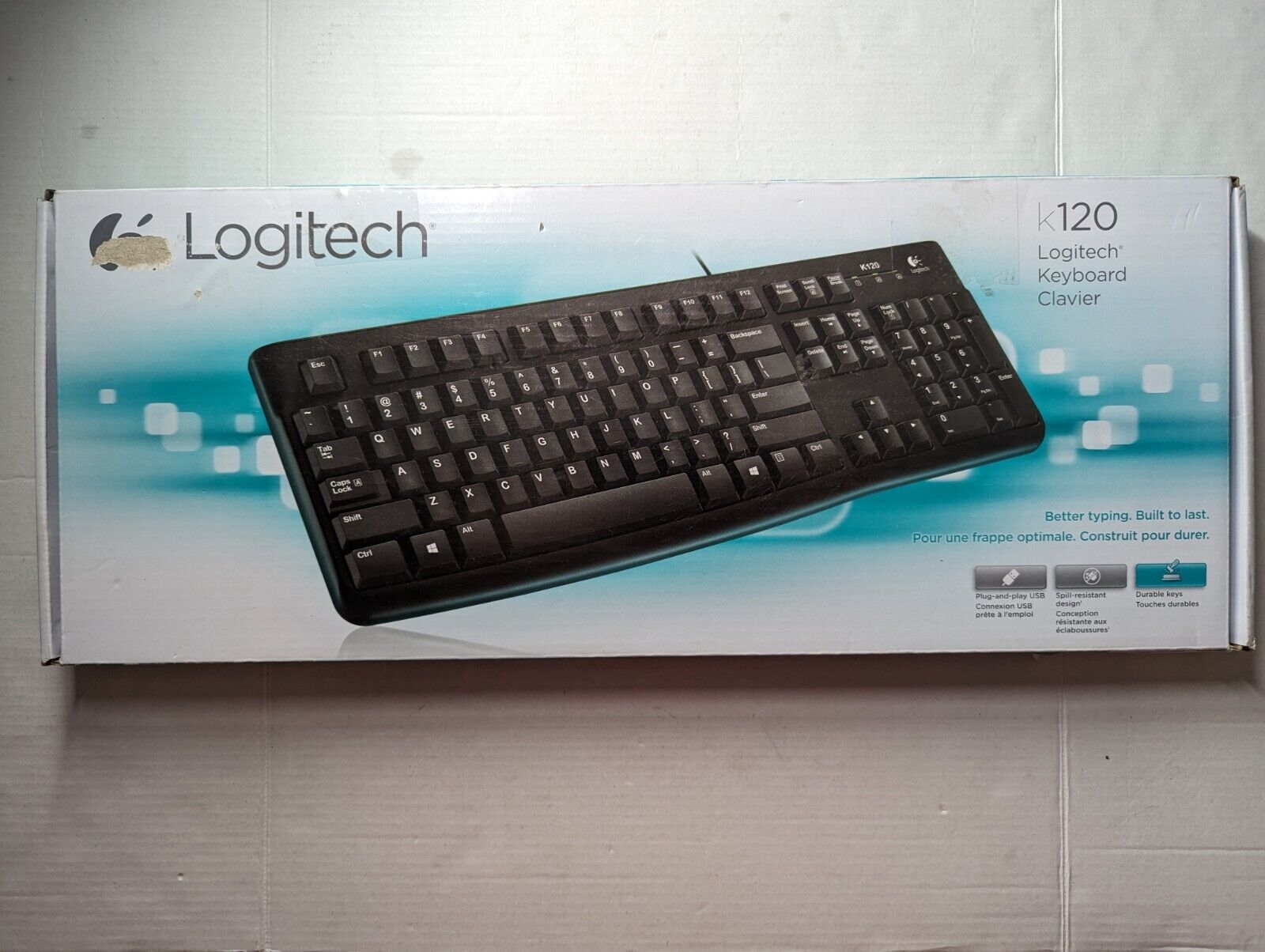 Logitech K120 Ergonomic Desktop Wired Keyboard, USB, Black - Open Box