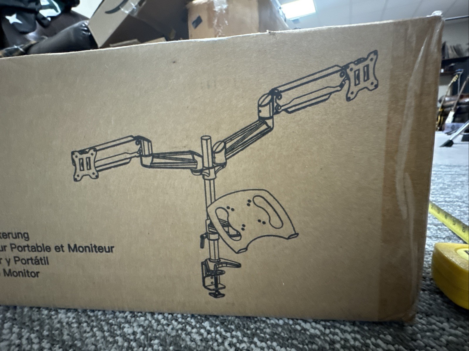 Huanuo Dual Monitor Stand with Laptop Tray 3-in-1 Desk Mount Open Box HNTS4B