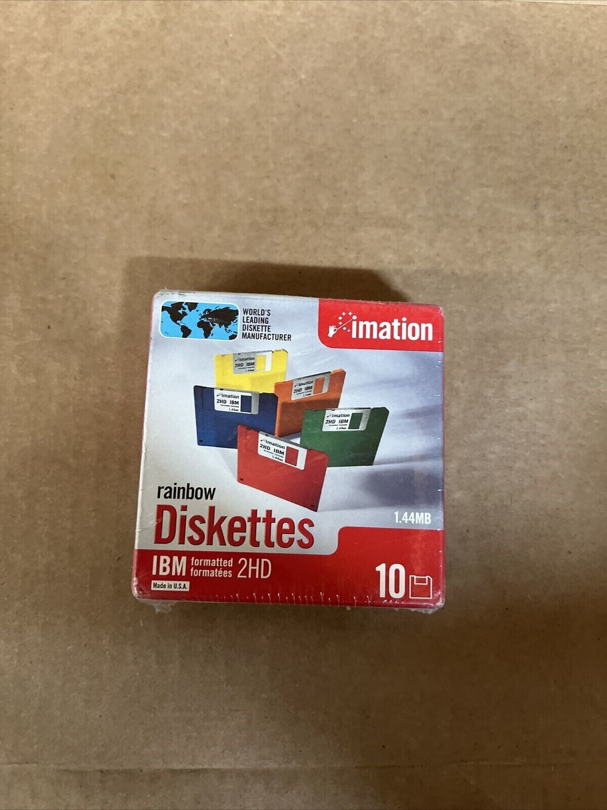 New Sealed 10 Pack Imation IBM Formatted 1.44 MB Rainbow Diskettes