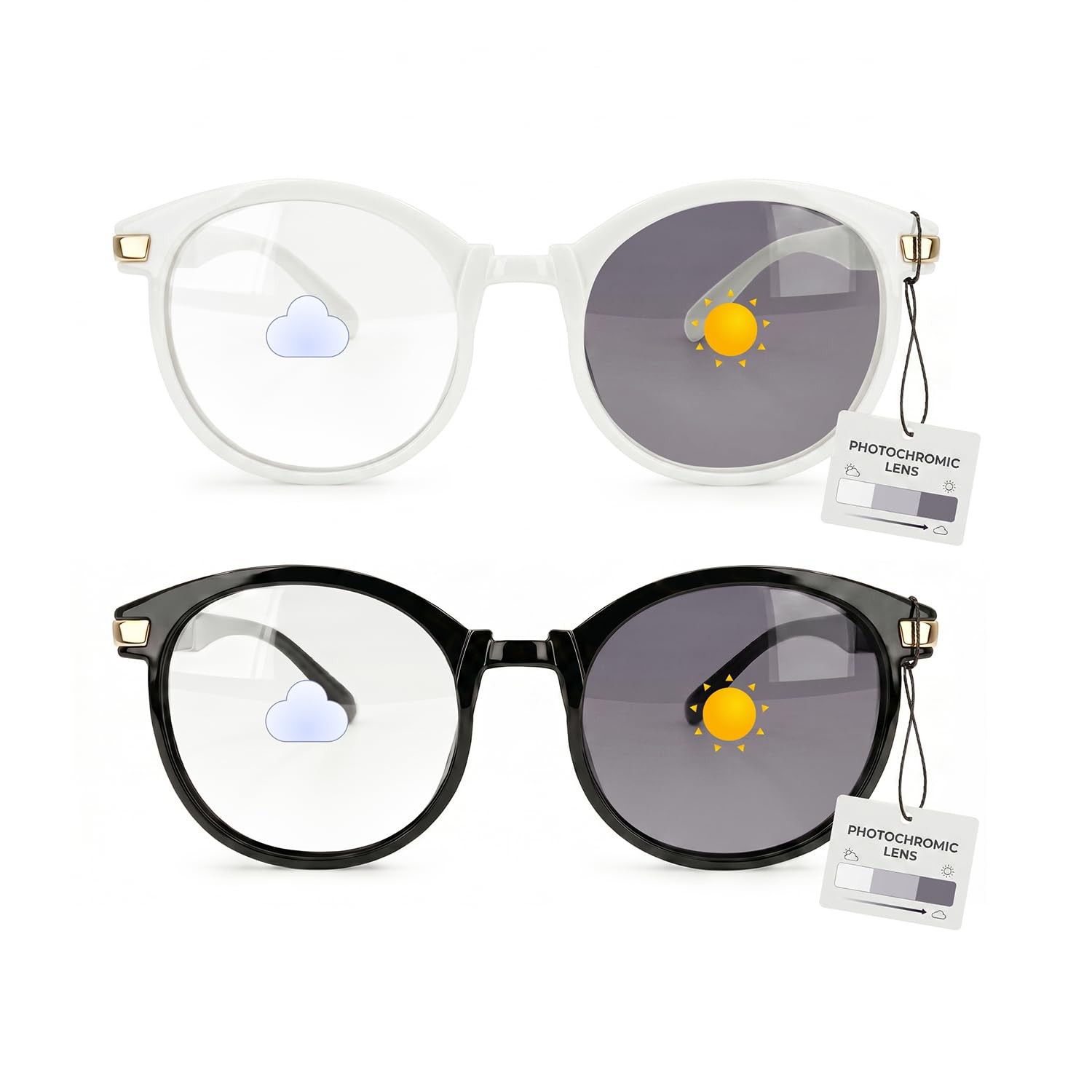 Kids Blue Light Glasses UV400 Photochromic Gold Frame (2-6Y)