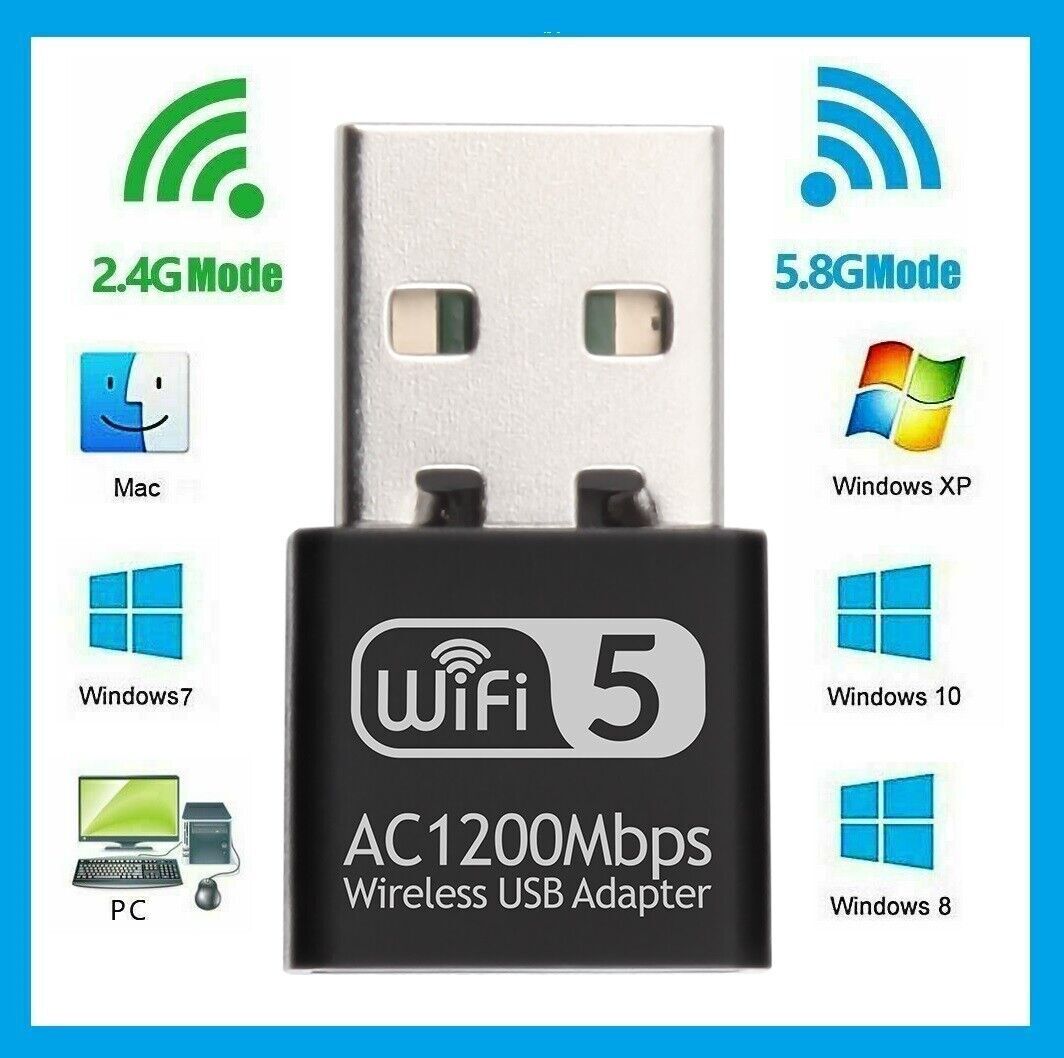 Wireless Lan USB PC WiFi Adapter Network 802.11AC 1200Mbps Dual Band 2.4G / 5G