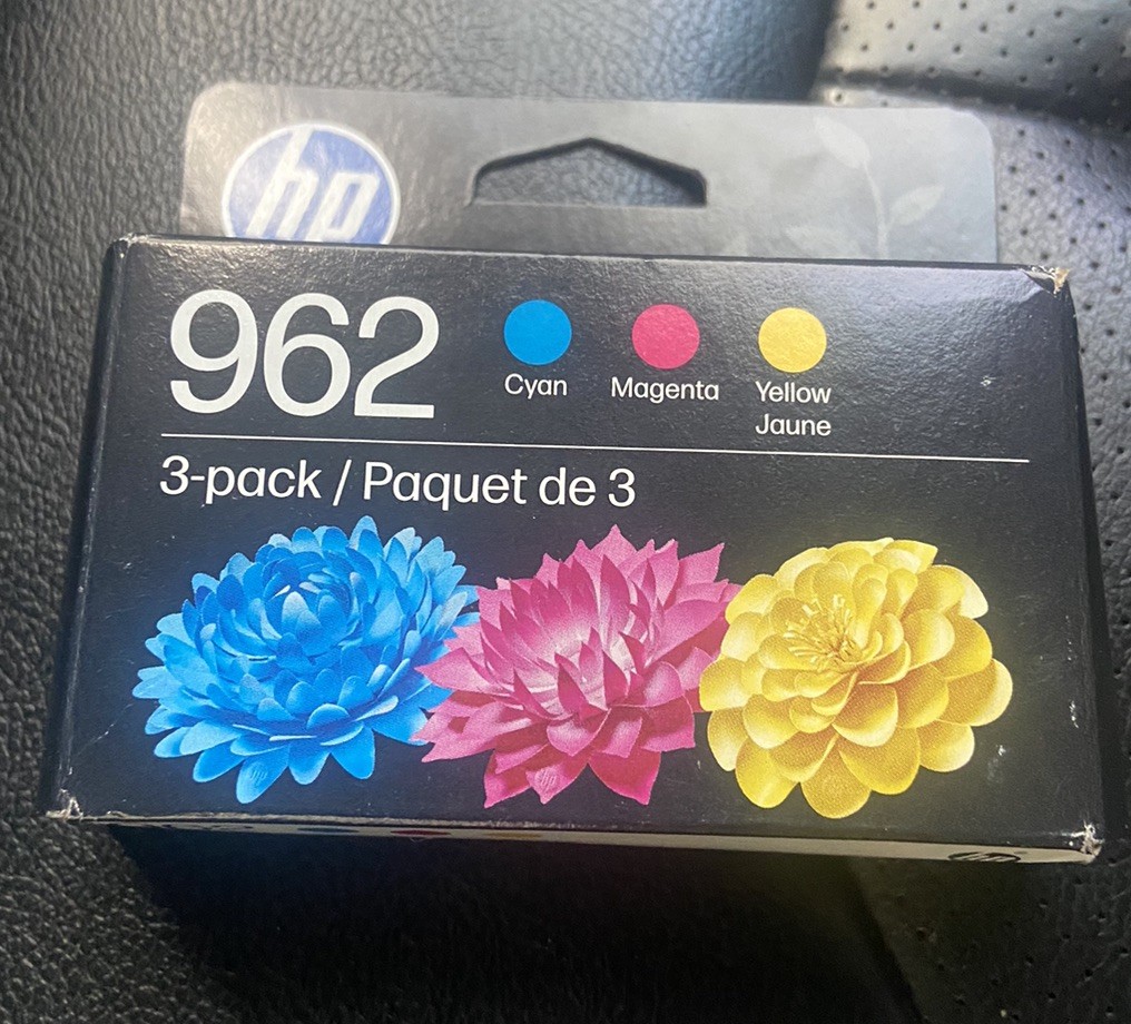 HP 962 3 Pack Color Ink Cartridges, Cyan Magenta Yellow Exp Feb 2028 NEW