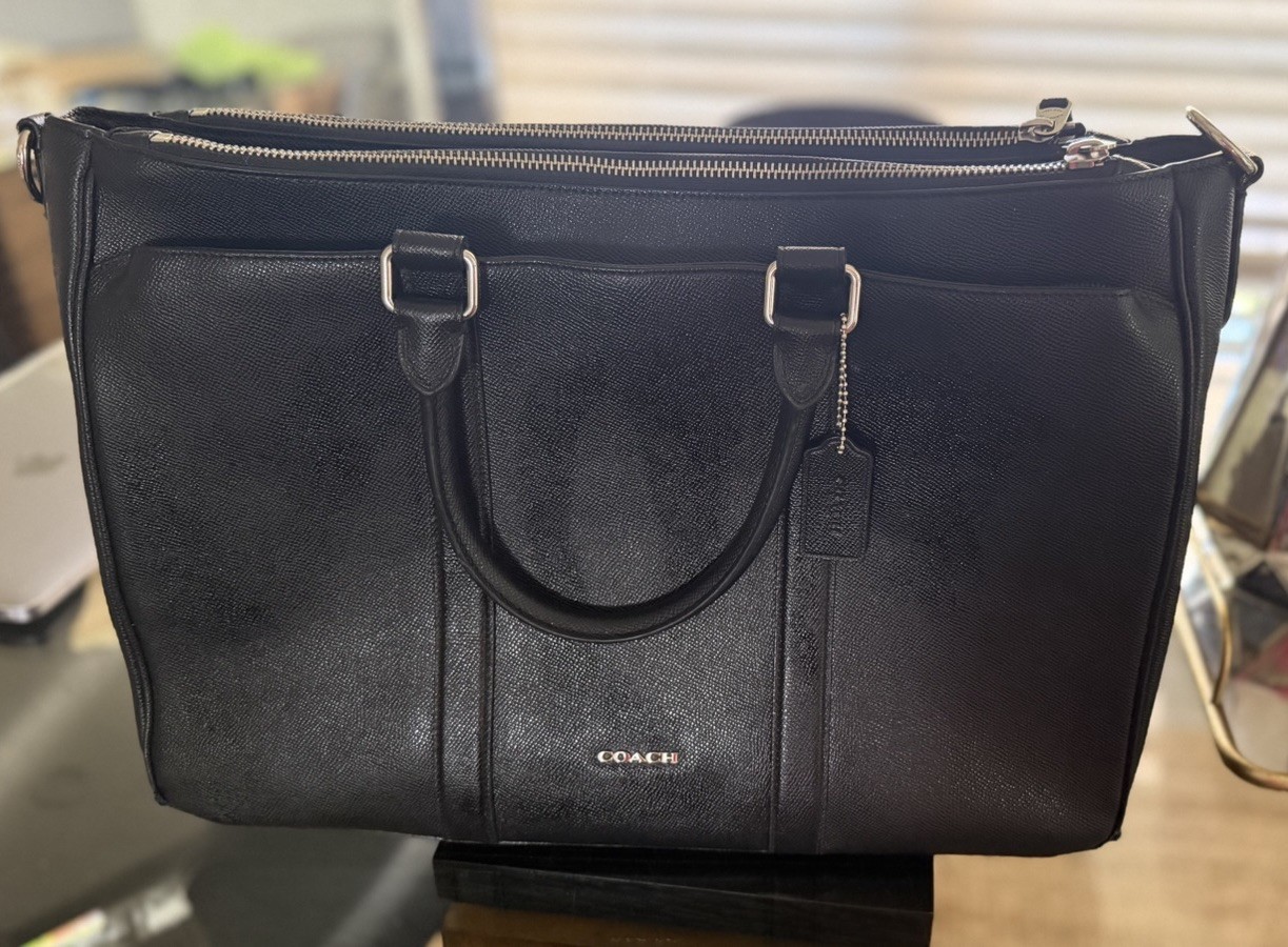 Authentic Coach Black Leather Briefcase Laptop Bag 