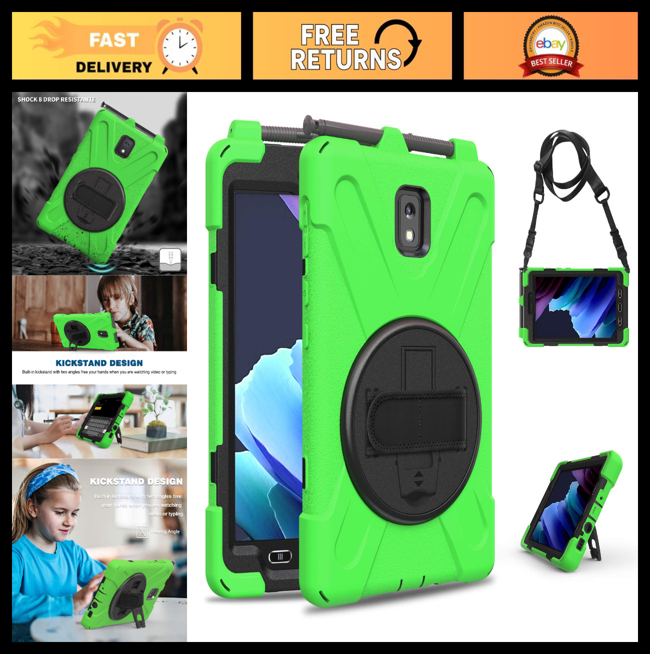 Heavy Duty Shockproof Case for 8" Galaxy Tab Active 3 T570 T575 T577, Rugged 3-L