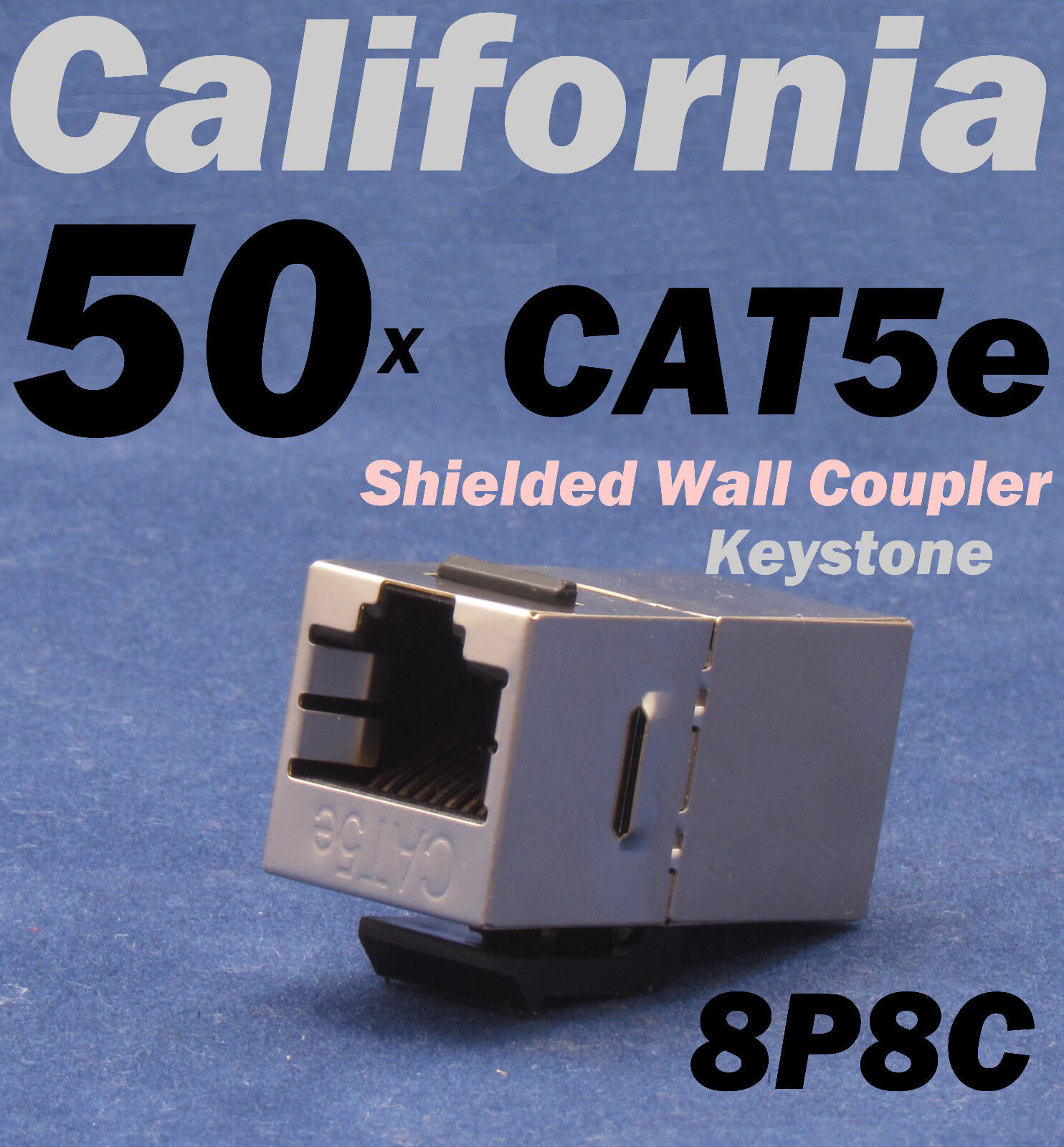 50 X pcs Lot CAT5e Shielded Inline RJ45 Keystone Wall Coupler Jack Adapter 8P8C