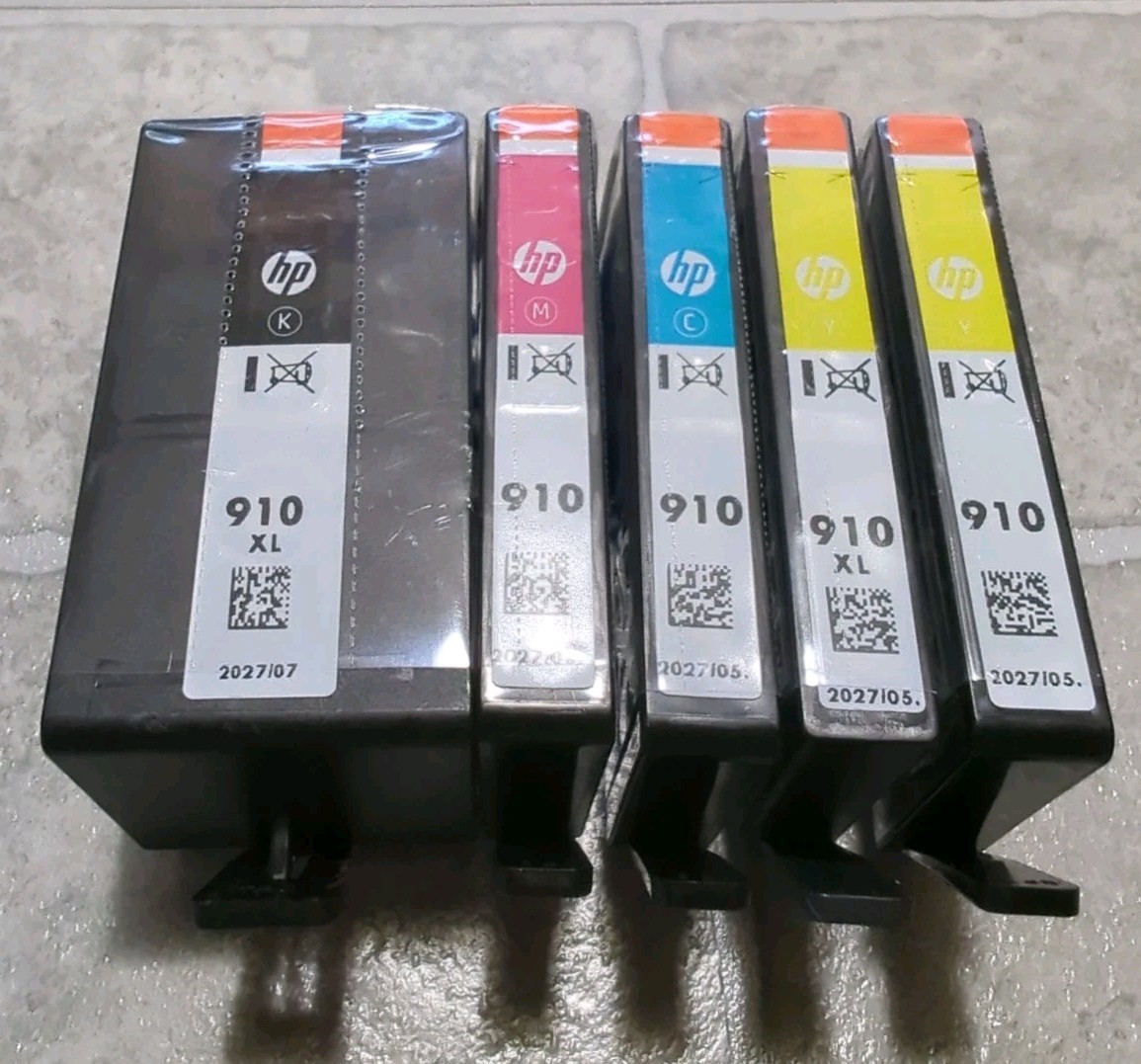 HP Genuine 5 Pack Ink Cartridges 910XL Black & 910 Cyan Magenta Yellow 07/2027