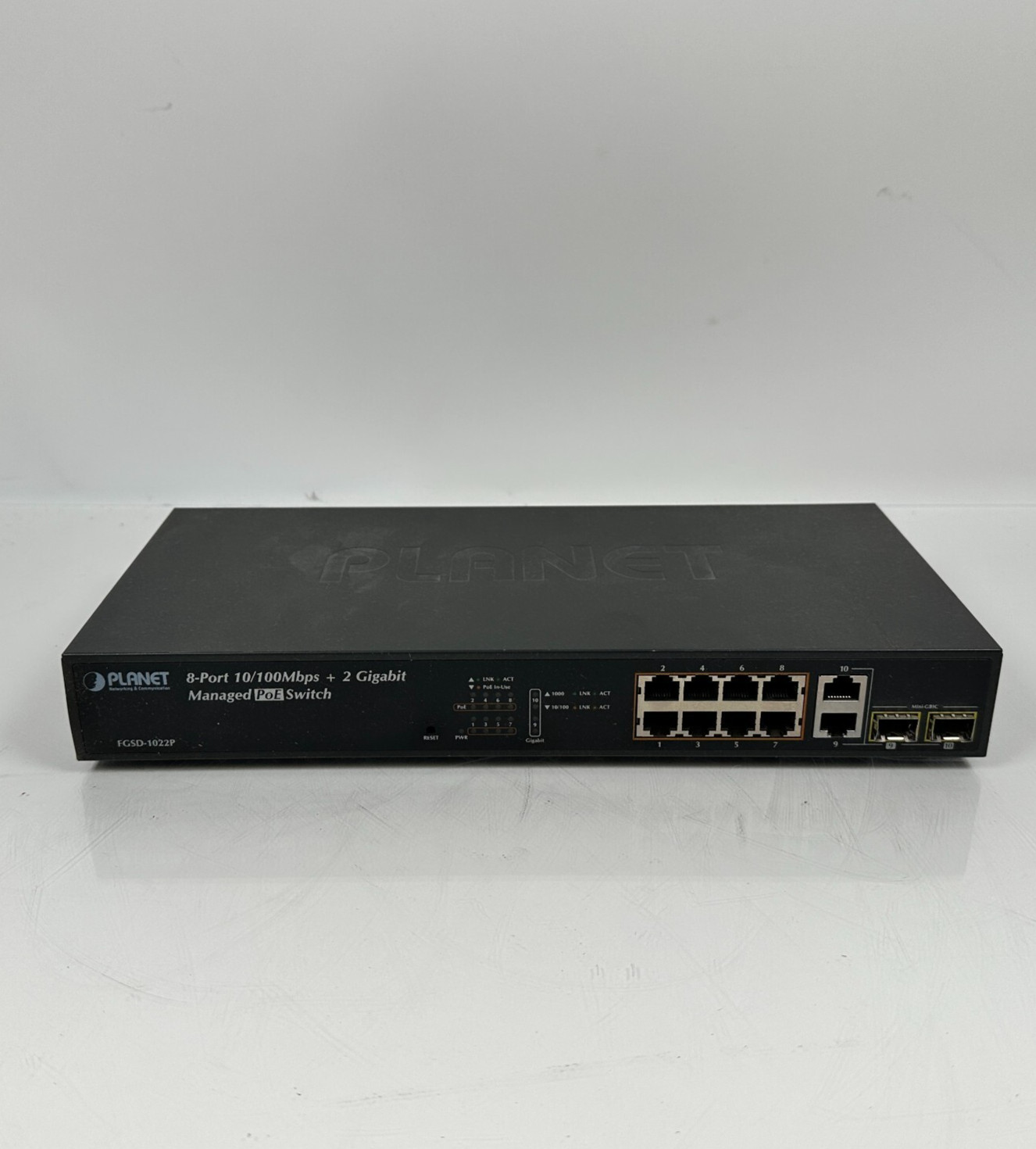 Planet Networking FGSD-1022P 8-Port 10/100Mbps + 2 Gigabit Managed PoE Switch