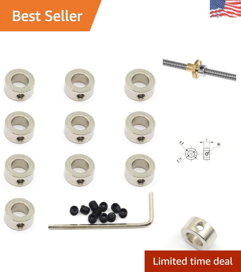 Durable 10 Pack of 8mm Stainless Steel Shaft Lock Collars for T8 Lead Screws
