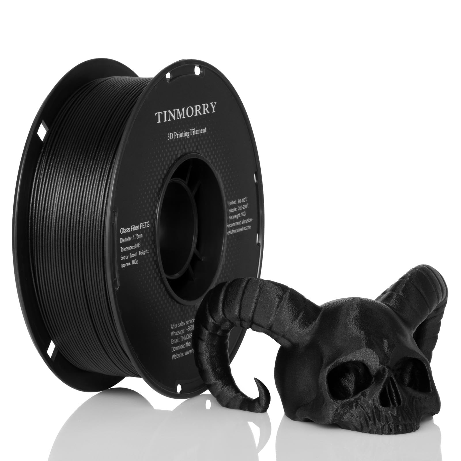 TINMORRY Glass Fiber Reinforced PETG Filament 1.75mm, High Impact Resistance ...