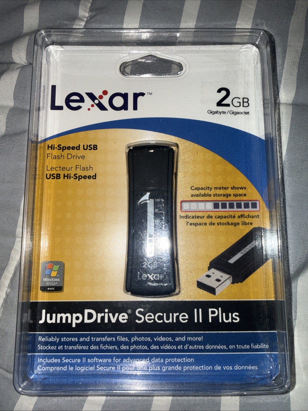 Lexar JumpDrive Secure II Plus 2GB USB 2.0 Flash Drive Capacity Meter