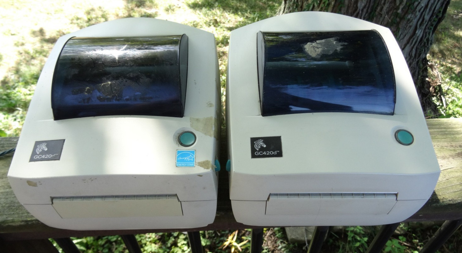 LOT OF 2 Zebra GC420d Thermal Label Printer USB Serial Parallel - PARTS