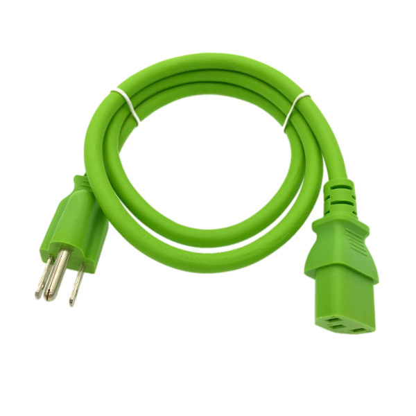 Green 3FT Universal 3Prong AC Power Cord Cable 18AWG Computer Printer Monitor TV