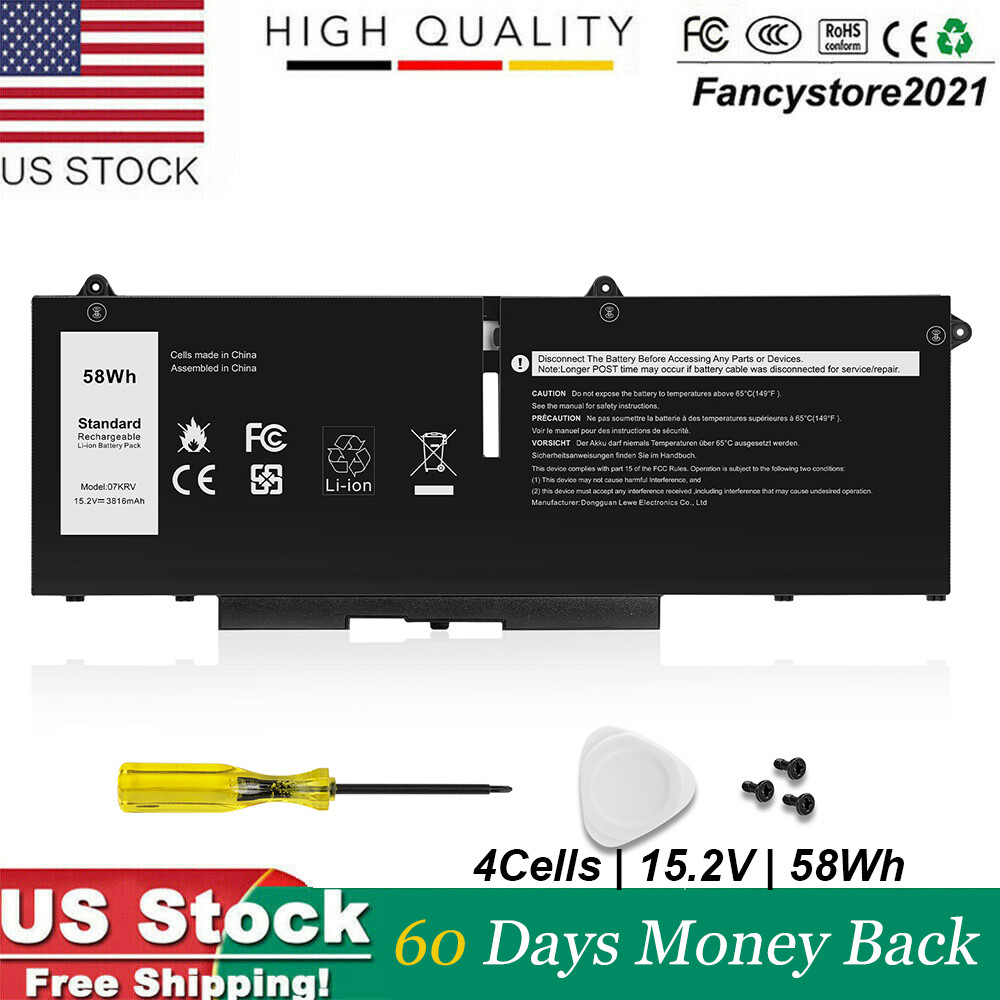 New 58Wh 07KRV Battery Fits for Dell Latitude 5530 5430 Precision 3570 M69D0