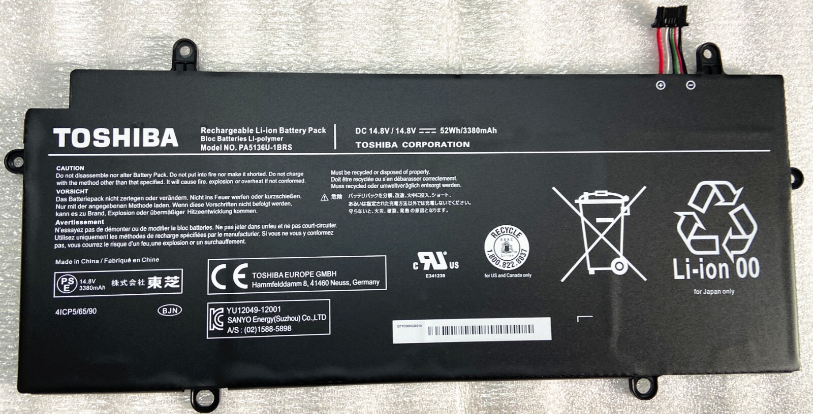 Genuine PA5136U-1BRS Battery Toshiba Portege Z30 Z30-A Z30-A-12U Z30 Series/OEM