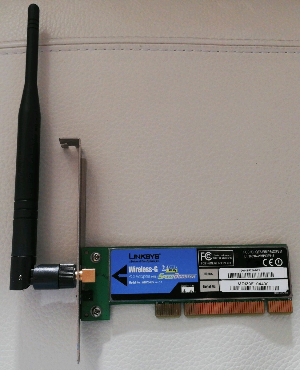 LINKSYS WMP54GS ver. 1.1 Wireless-G 2.4GHZ 54Mbps PCI ADAPTER w/ SPEED BOOSTER 