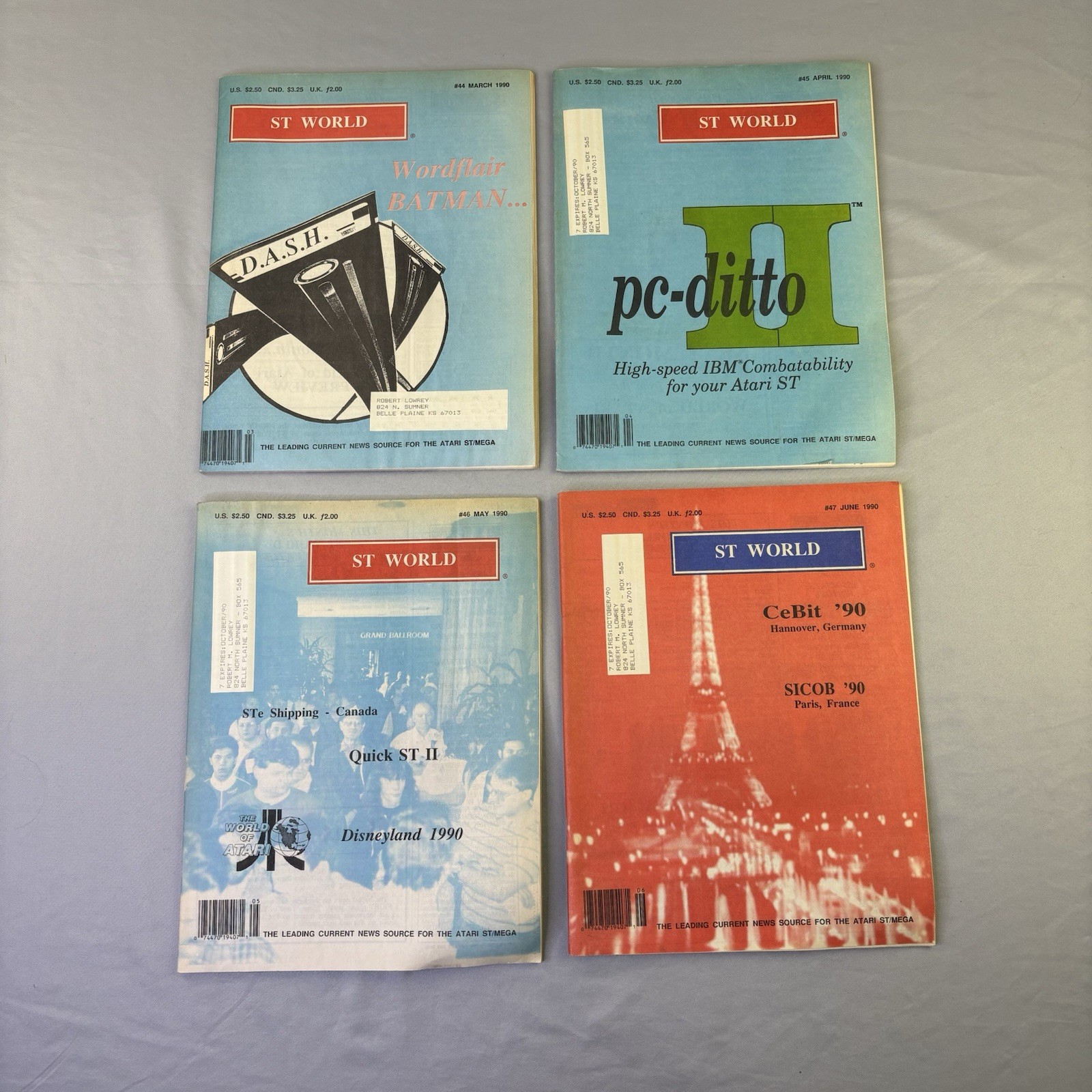 ST WORLD Monthly Newsletter Atari Home Computer Products Software 1990 Lot of 4