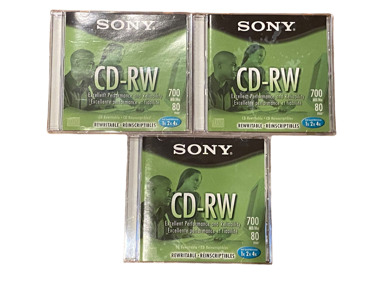 3 Sony CD-RW ‘s 700MB 80 min Three Pack, New But Opened