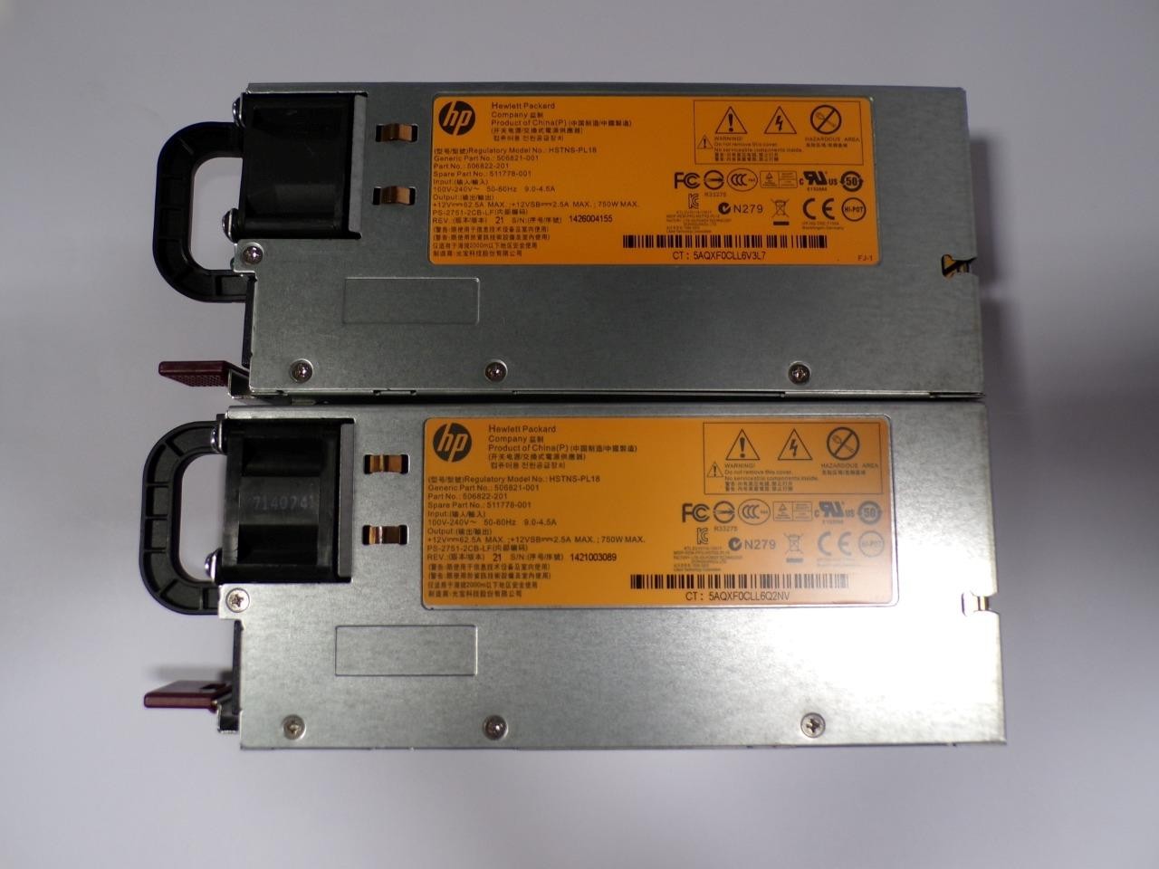 *Lot of 2* HP 511778-001 750W Server Power Supply HSTNS-PL18 506821-001 (V4906)