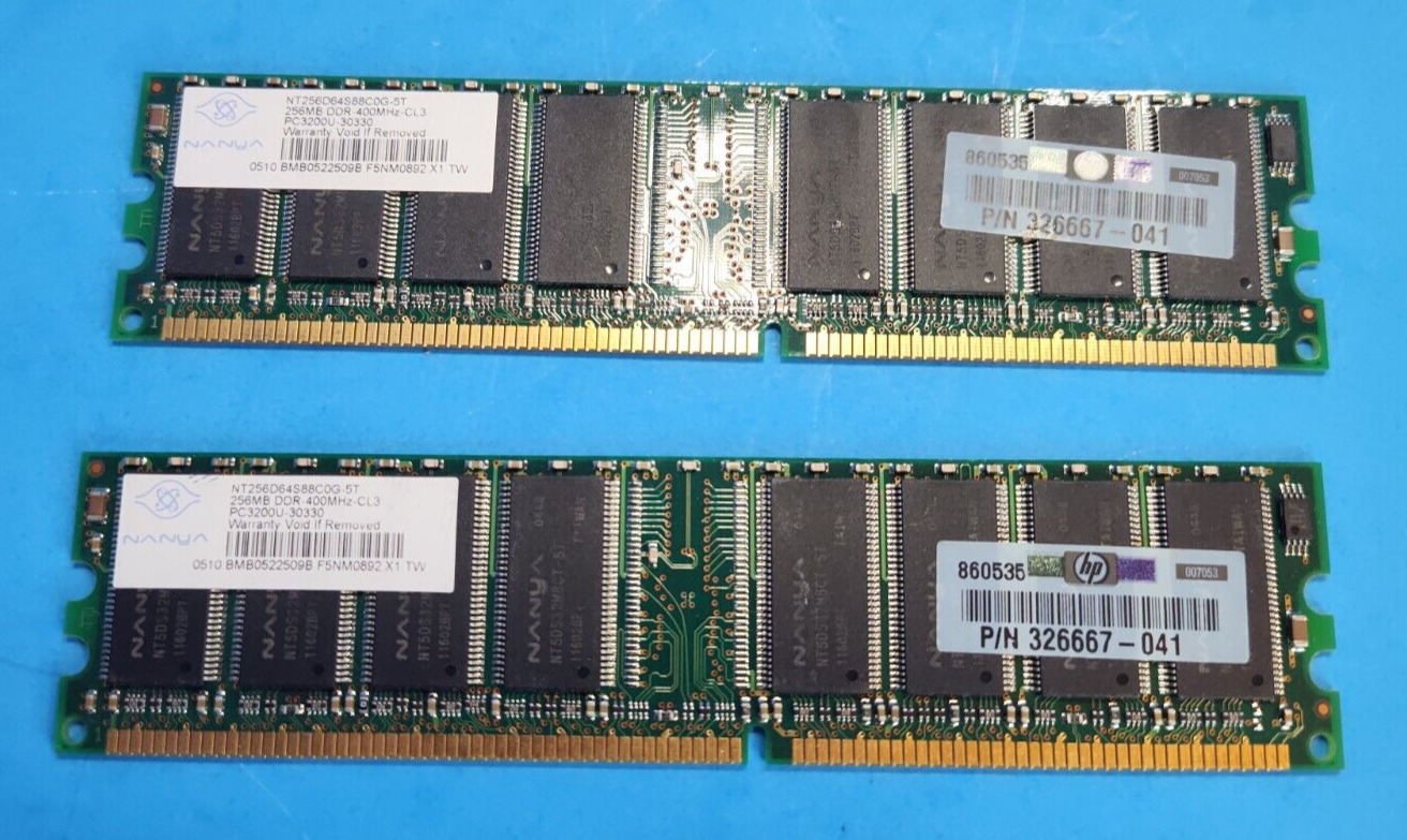 Nanya 512MB (2x256MB) PC3200 DDR-400 CL3 Desktop DIMM RAM Memory HP 326667-041