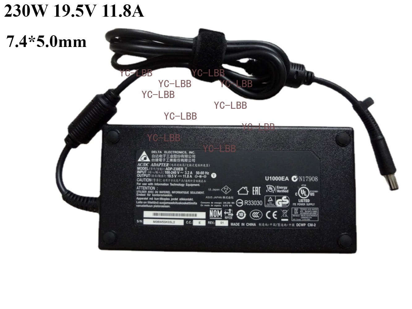 Genuine Delta 230W Adapter ADP-230EB T for Acer Predator 17 7.4*5.0mm Charger