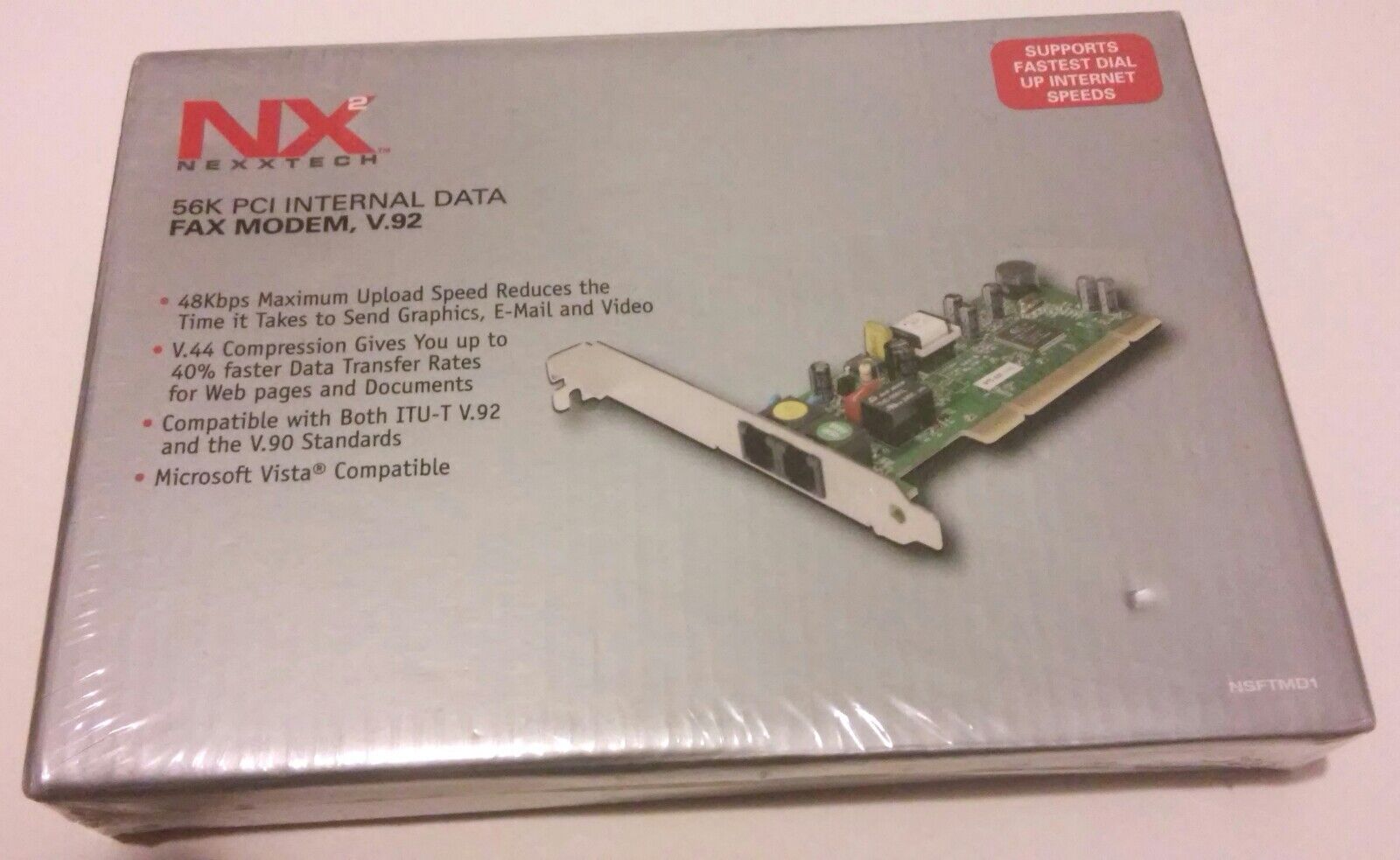 NEW SEALED - NX2 NEXXTECH 56K PCI INTERNAL DATA FAX MODEM V.92 VISTA COMPATIBLE