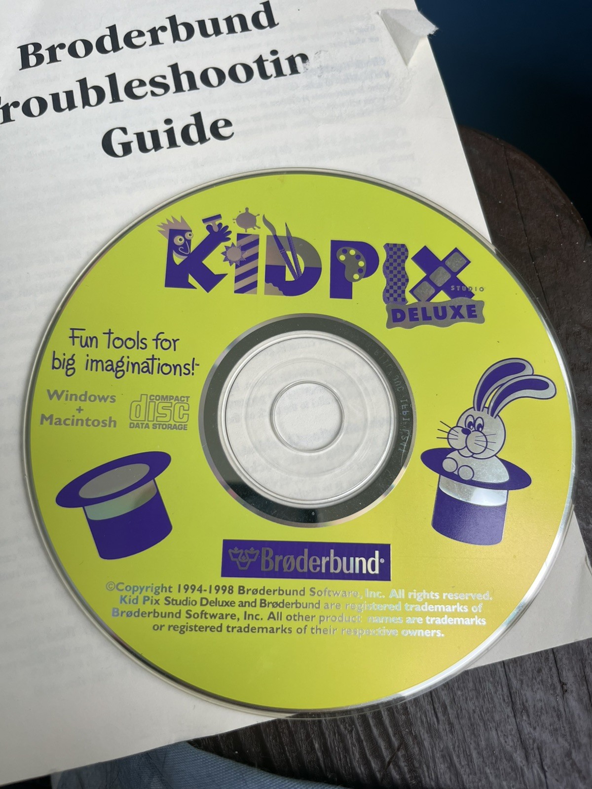 KidPix Deluxe Photo Tools Vintage 1998 Broderbund Windows Mac Software Disc CD