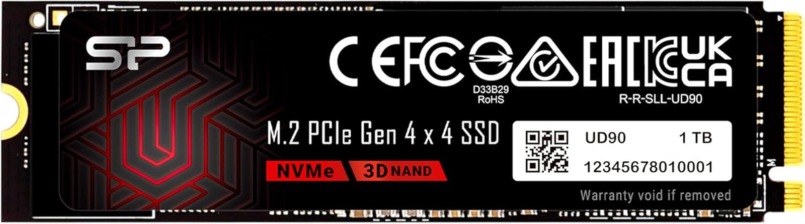 Silicon Power 1TB UD90 Nvme 4.0 Gen4 Pcie M.2 SSD R/W up to 5,000/4,800 Mb/S (SP