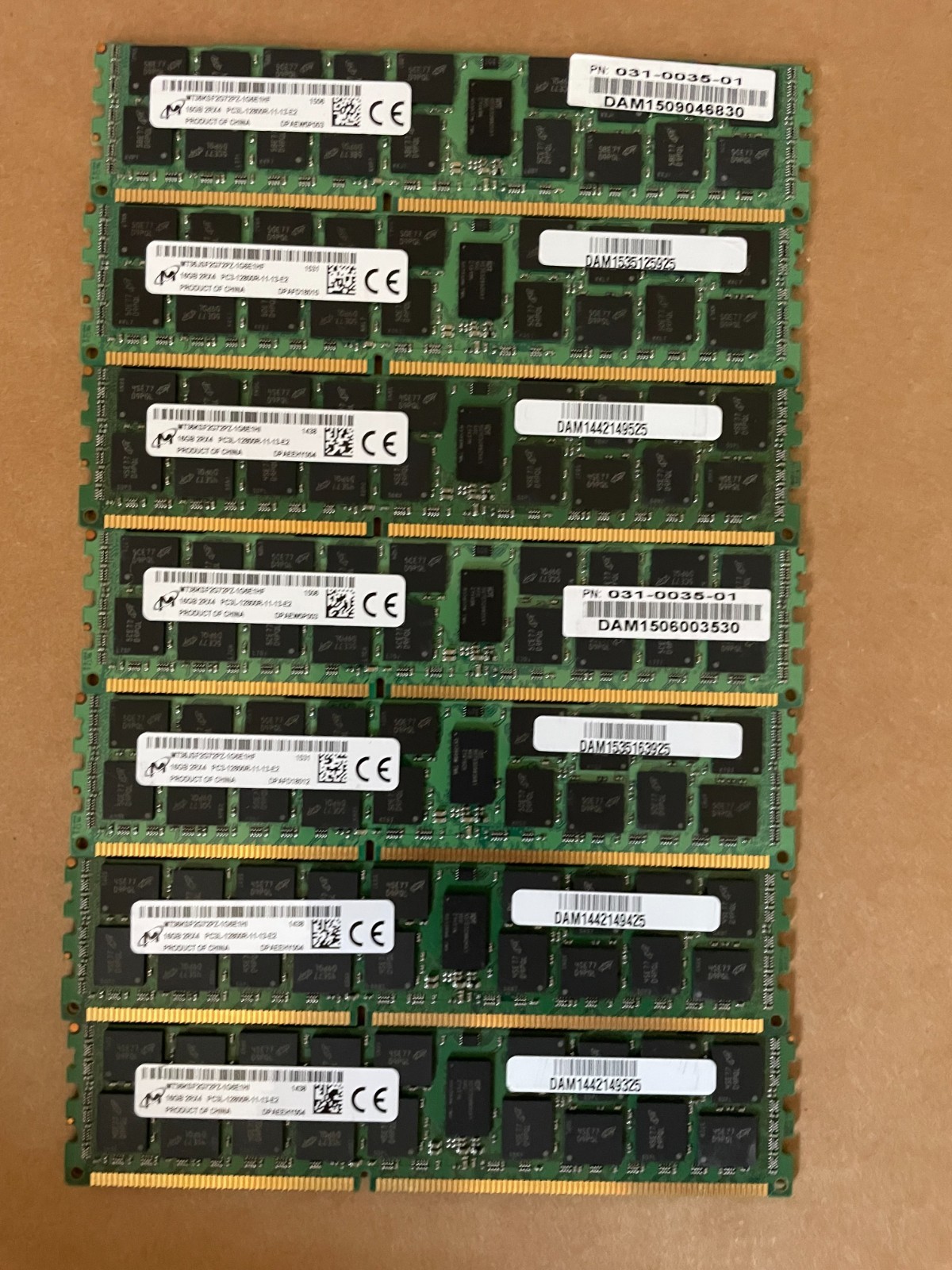 Lot Of 7 Micron (7x16GB) PC3L-12800R DDR3-1600MHz 2RX4 ECC REG SERVER MEMORY