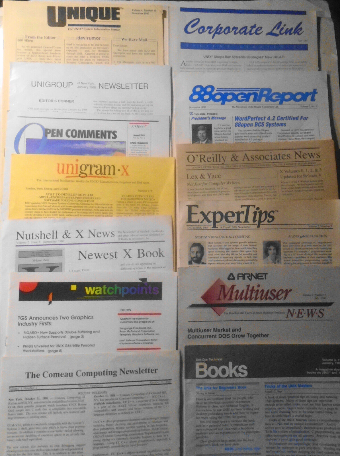 13 vintage UNIX newsletters lot - 1980s