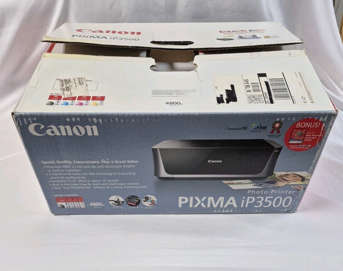 Canon PIXMA IP3500 Digital Photo Inkjet Printer New in Open Box Complete 