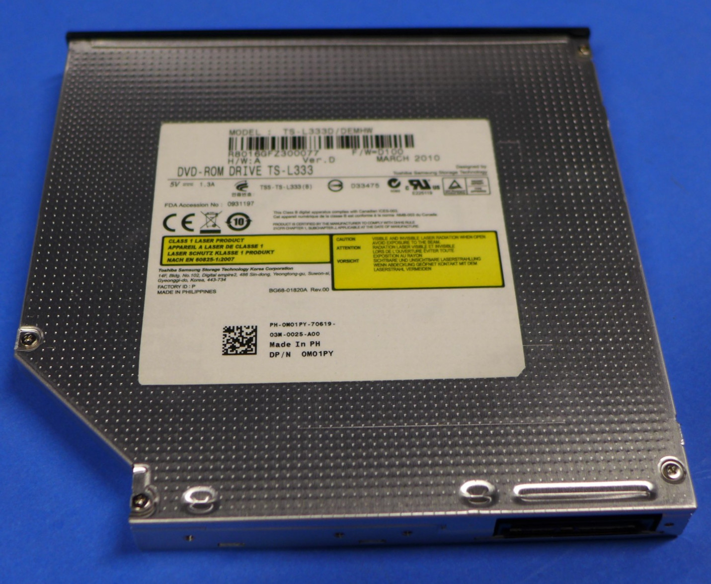 NEW  Toshiba Samsung TS-L333D DVD-ROM Optical Drive w/Bezel Dell M01PY