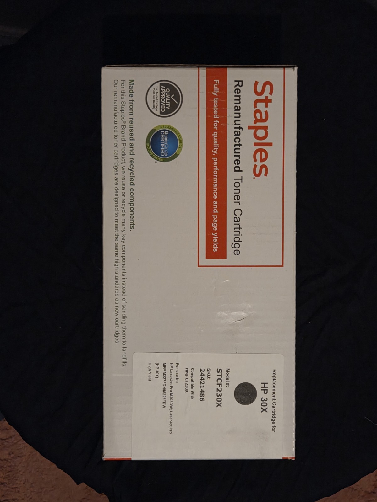 Staples  Black Toner Cartridge STCF230X for HP 30X LaserJet Pro 