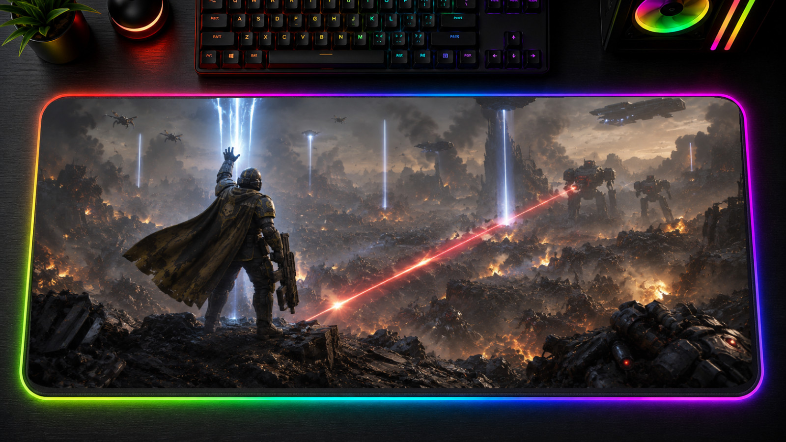 Helldivers 2 RGB XXL Gaming Mouse Pad Super Earth LED Desk Mat