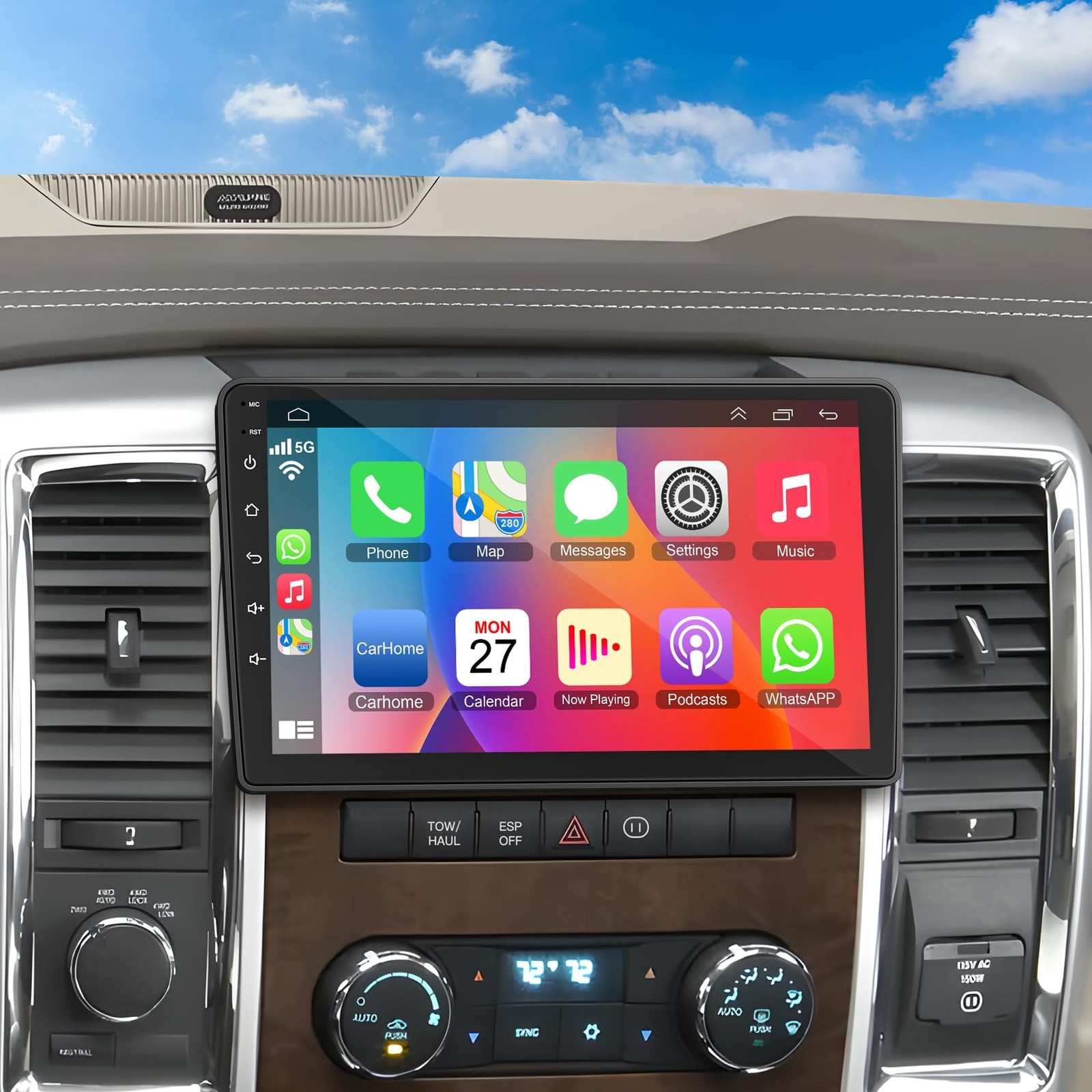 4GB RAM + 64GB ROM Android Car Radio for Dodge Ram 1500/2500/3500 2009-2012, ...