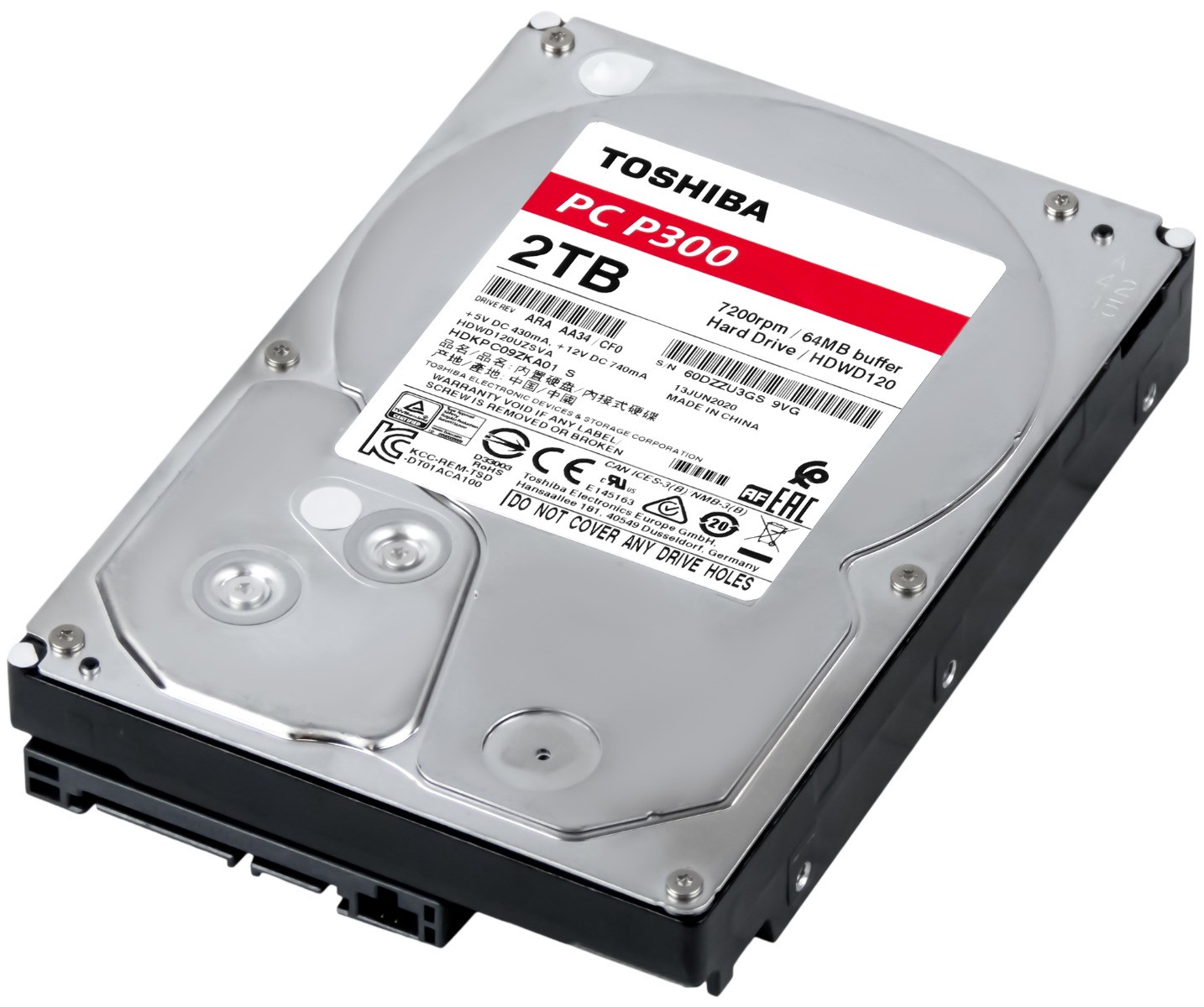 HARD DRIVE TOSHIBA PC P300 HDWD120 HDWD120UZSVA 2TB 7.2K 64MB SATA III 3.5''