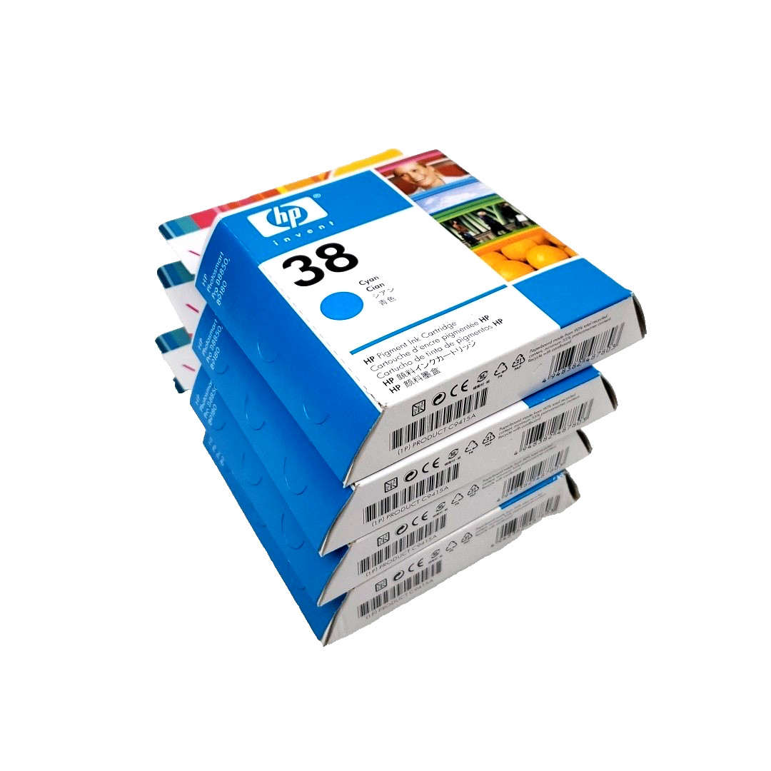 (Lot of 4) HP 38 Vivera Cyan C9415A Pigment Ink Cartridge Exp Jan 2013