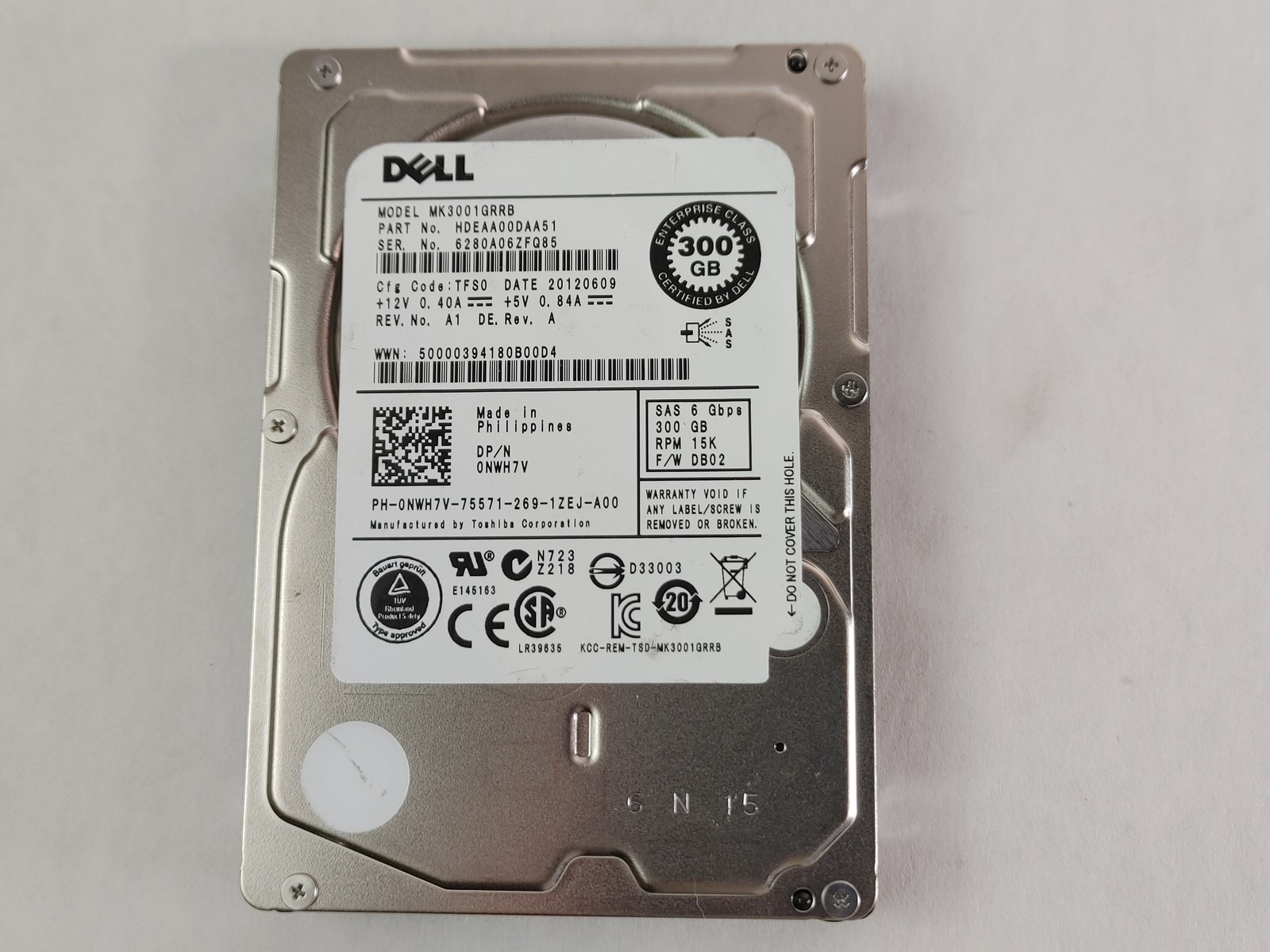 Lot of 2 Toshiba Dell MK3001GRRB  300GB 2.5" SAS 2 Enterprise Hard Drive