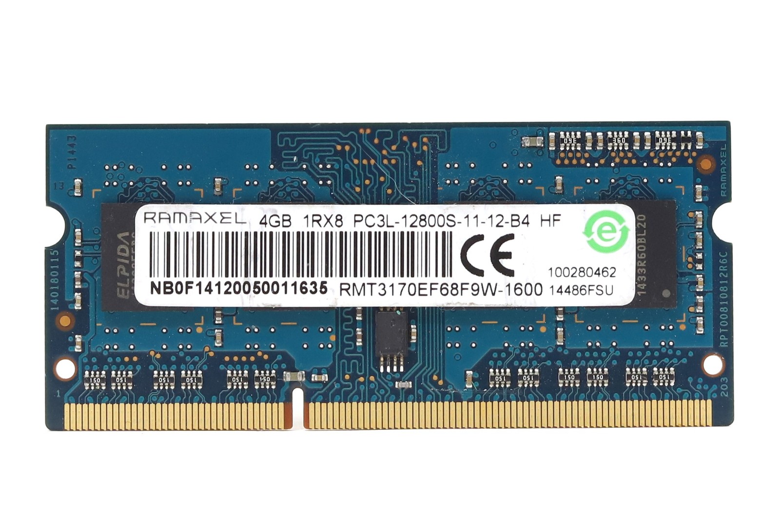 Ramaxel 4GB 1Rx8 PC3L-12800S-11-12-B4 Laptop Memory P/N: RMT3170EF68F9W-1600