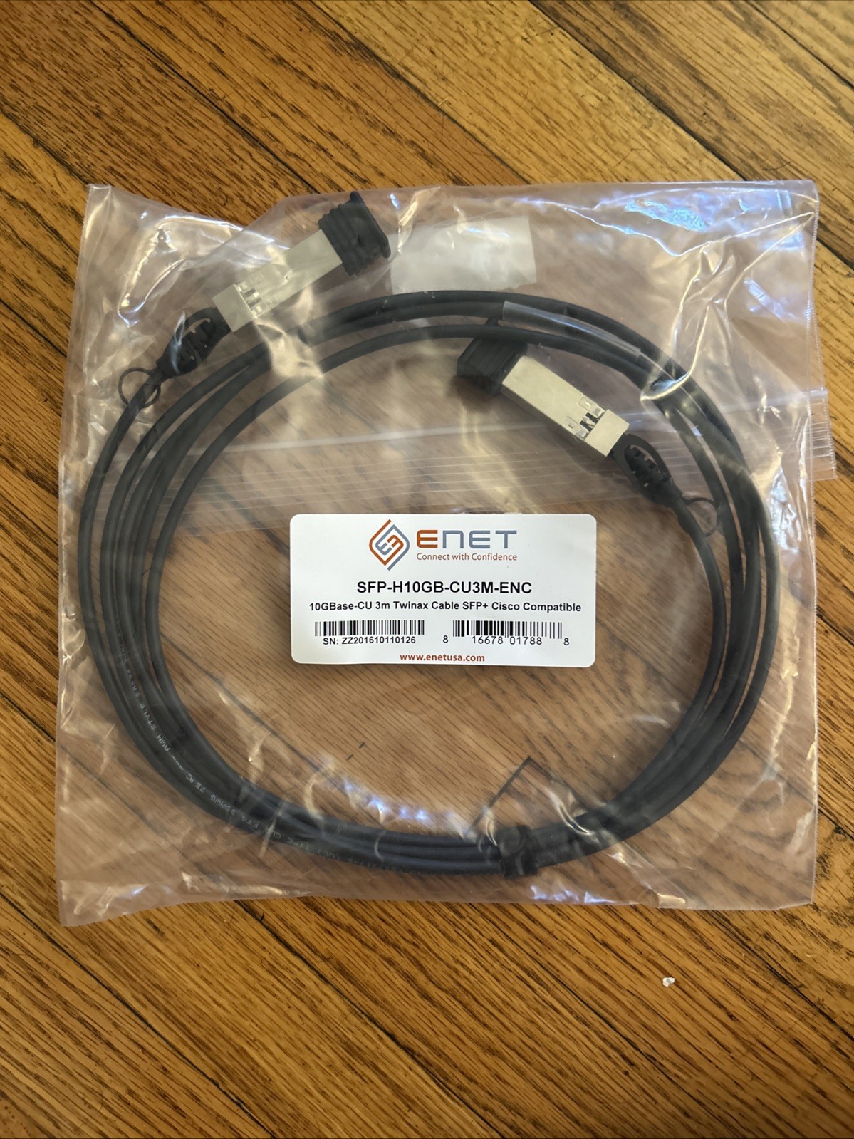 New Enet SFP-H10GB-CU3M-ENC DAC 3M Twinax Cisco Compatible SFP+