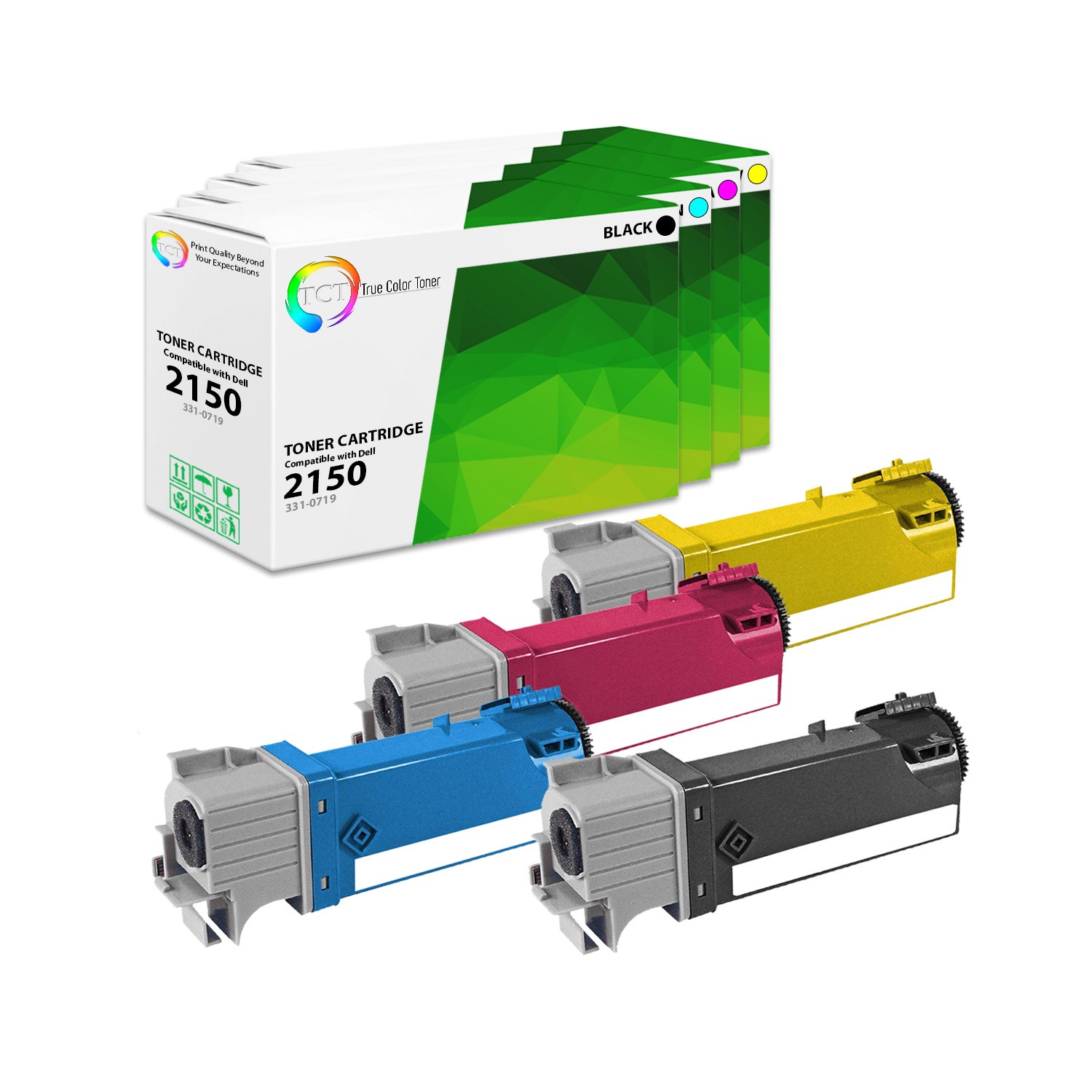 TCT 4PK 2150 Color Laser Toner Cartridge Set For Dell 2150 2155 2150cn 2155cdn
