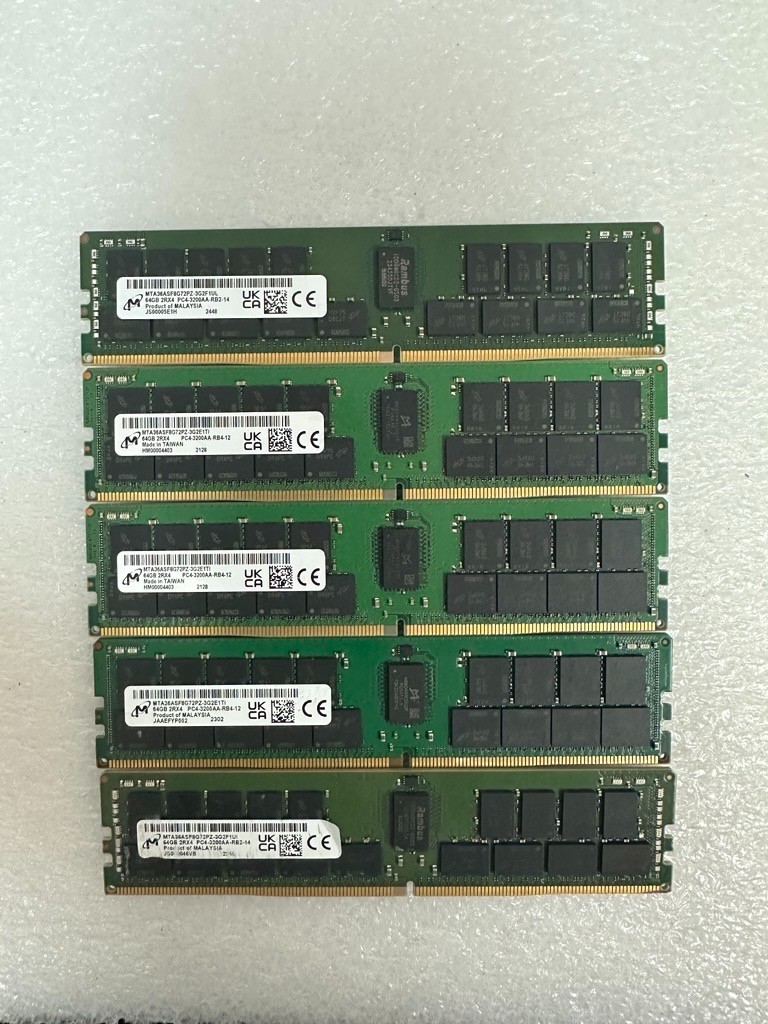 LOT OF 5 MTA36ASF8G72PZ-3G2 Micron 64GB DDR4-3200MHz ECC 2Rx4 RAM (Non-Working)