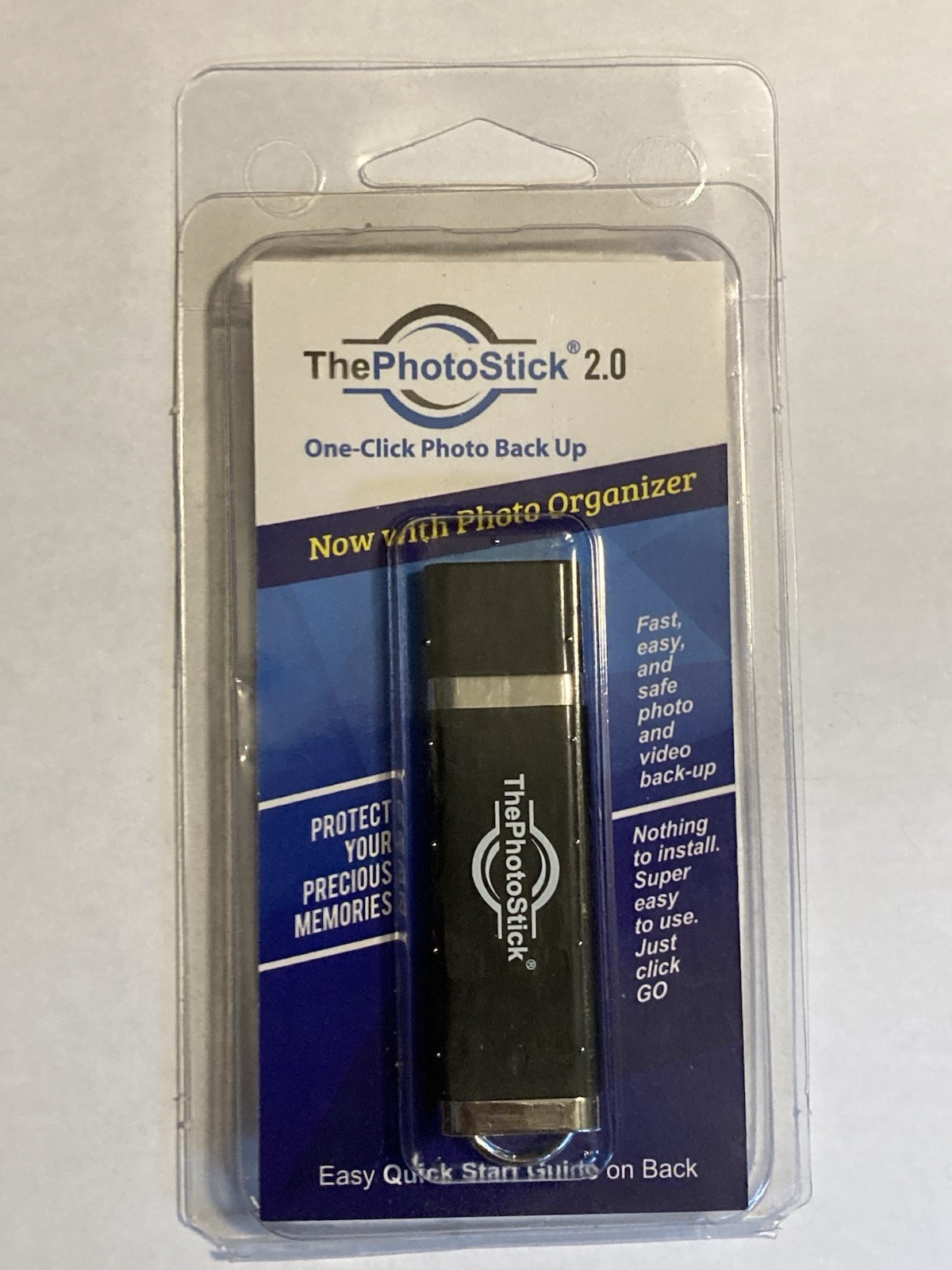 The PhotoStick 2.0 128GB One-Click Photo Backup USB Drive w/ Photo Organizer