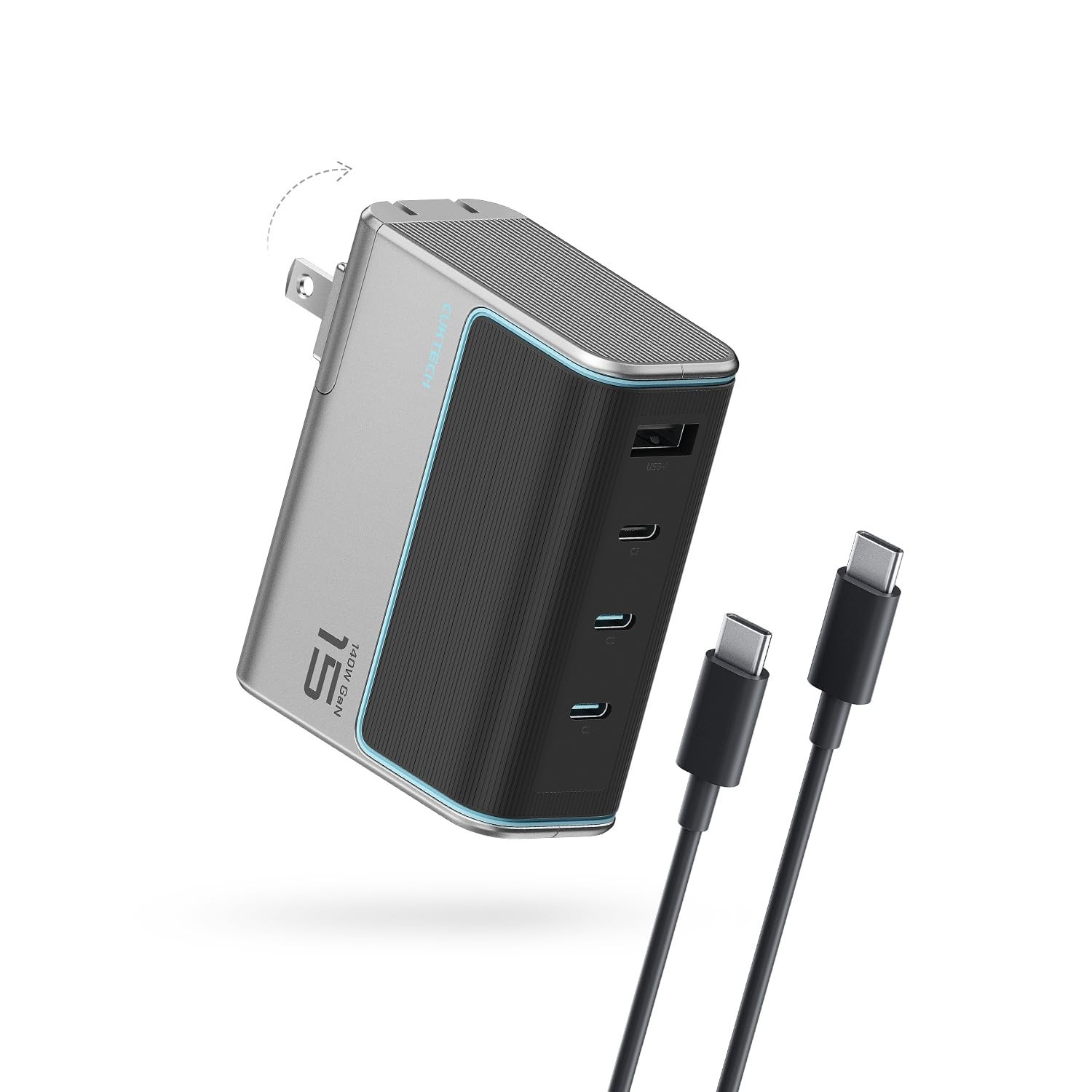 CUKTECH 15 140W 4-Port GaN USB C Charger PD3.1 Foldable Wall Adapter