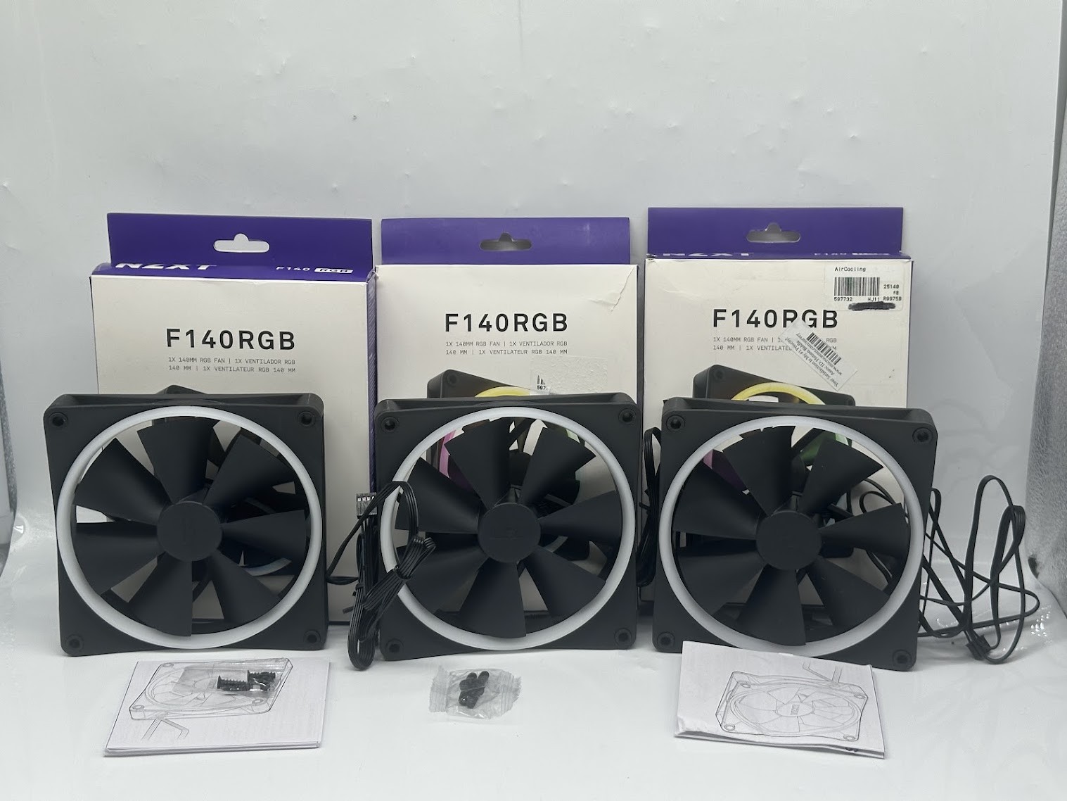 SET OF 3 NZXT F140 RGB Fluid Dynamic Bearing 140mm Case Fan - Black