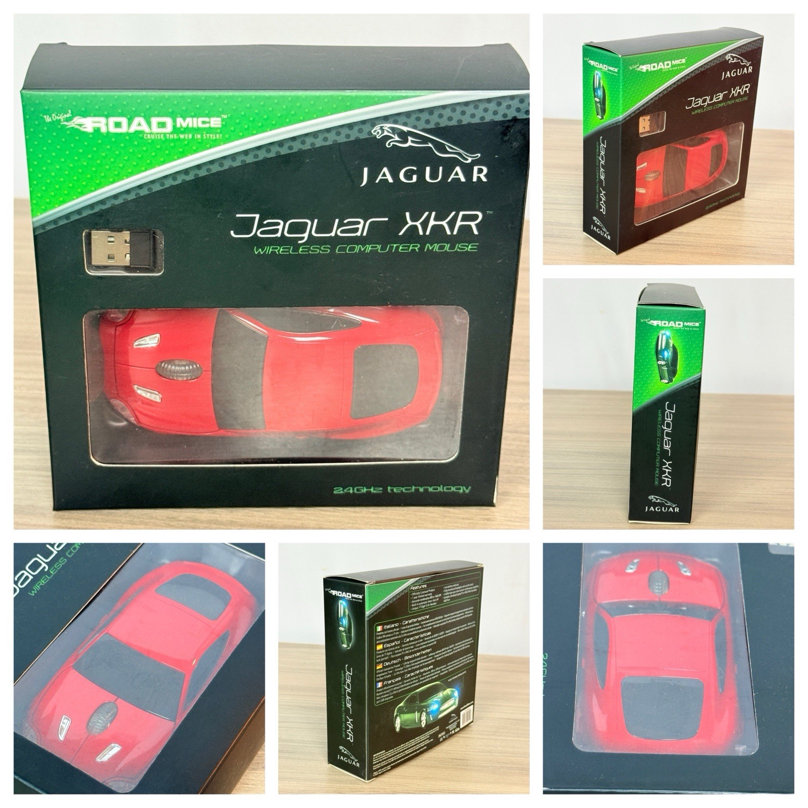 Rare Original Road Mice RED JAGUAR XKR Wireless Computer Car Mouse w/Headlights
