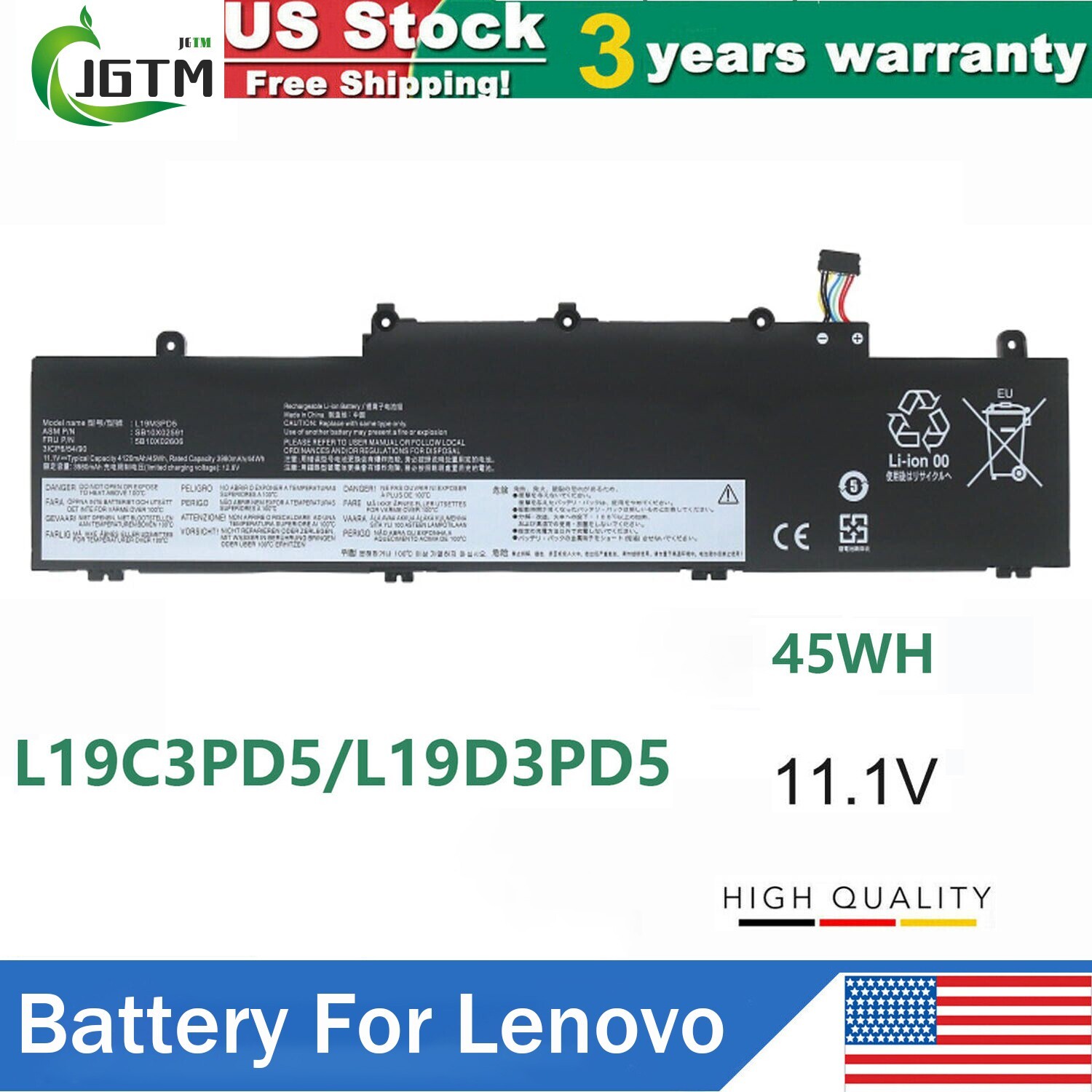 L19M3PD5 L19C3PD5 L19D3PD5 Battery For Lenovo ThinkPad E14 Gen 2 20T6 45Wh 11.1V